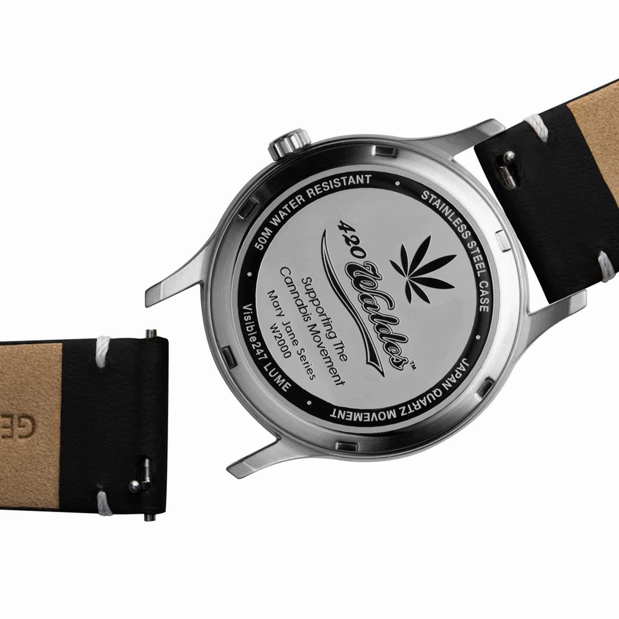 420Waldos Women's Quartz Watch - Mary Jane Green Dial Genuine Leather Strap | W2016