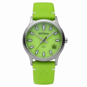 420Waldos Women's Quartz Watch - Mary Jane Green Dial Genuine Leather Strap | W2016