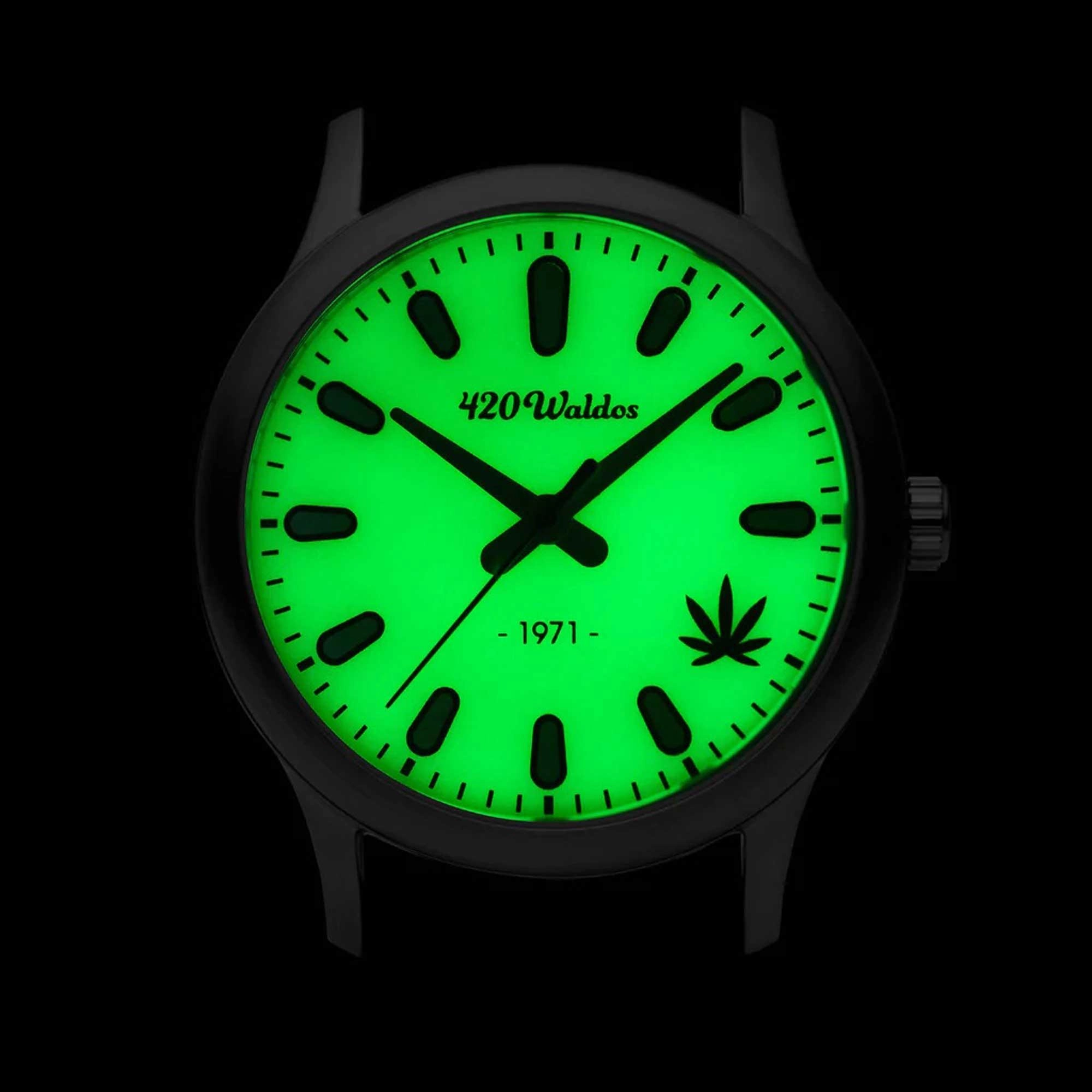 420Waldos Women's Quartz Watch - Mary Jane Green Dial Genuine Leather Strap | W2016