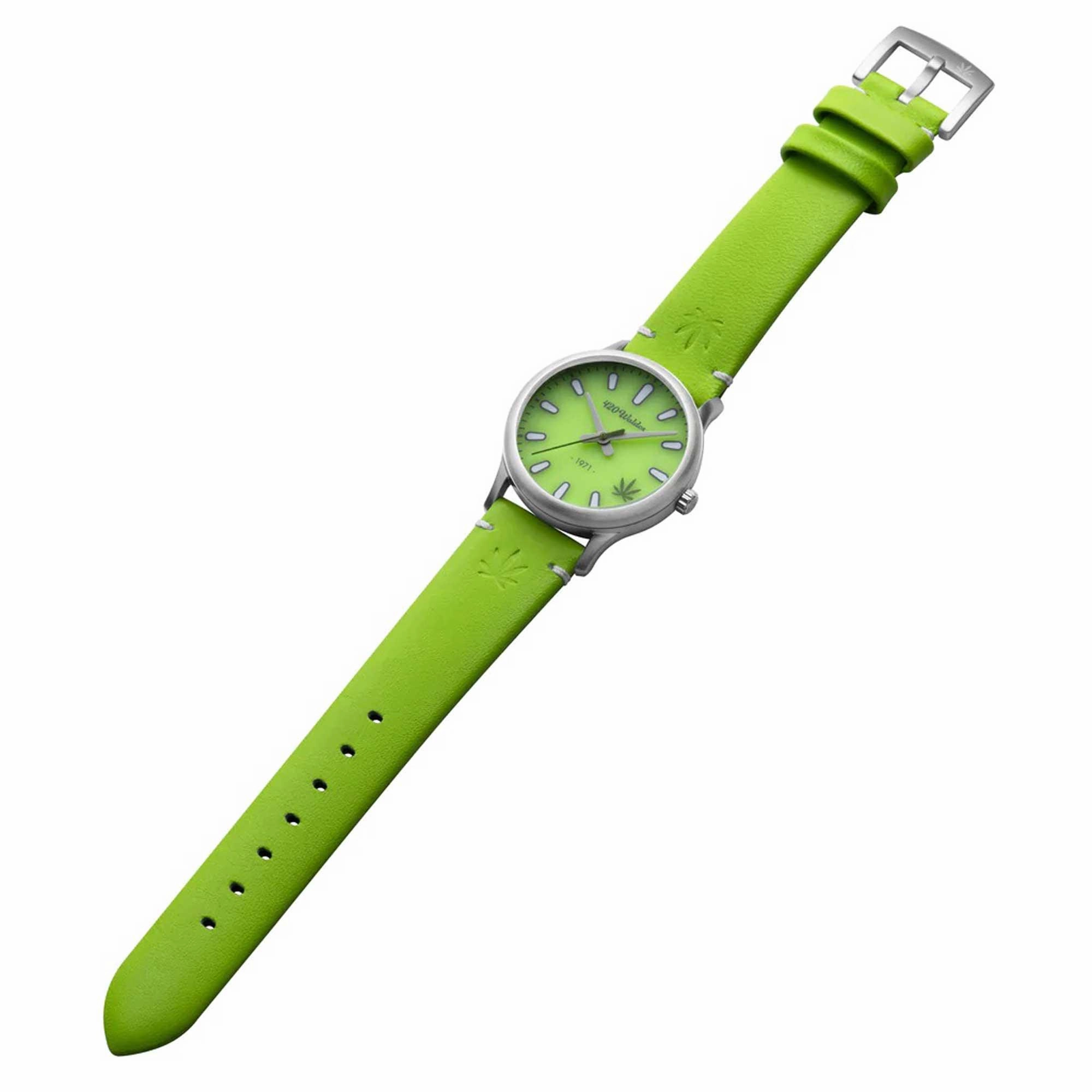 420Waldos Women's Quartz Watch - Mary Jane Green Dial Genuine Leather Strap | W2016