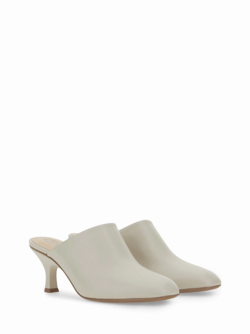 Backless Calfskin Sandals With Sophisticated Heel