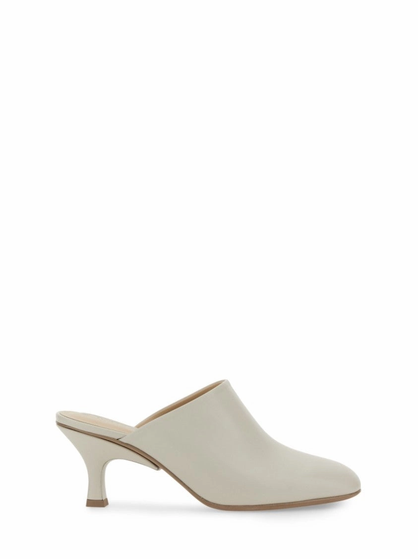 Backless Calfskin Sandals With Sophisticated Heel