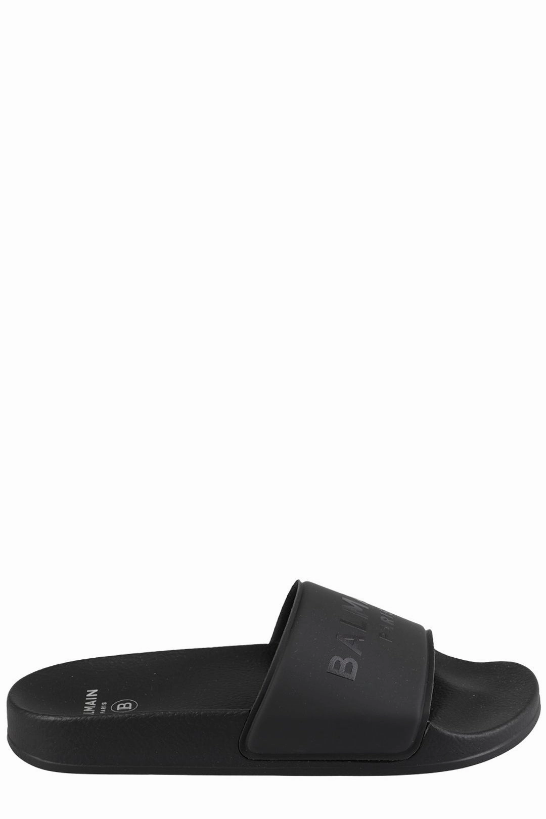 Balmain Kids Logo Embossed Open-Toe Slides
