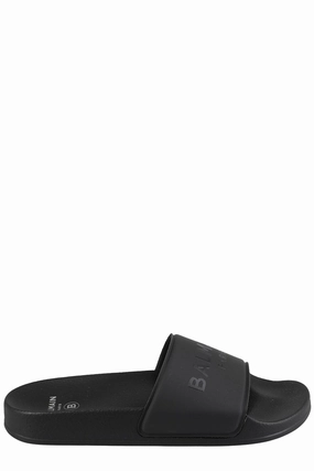 Balmain Kids Logo Embossed Open-Toe Slides