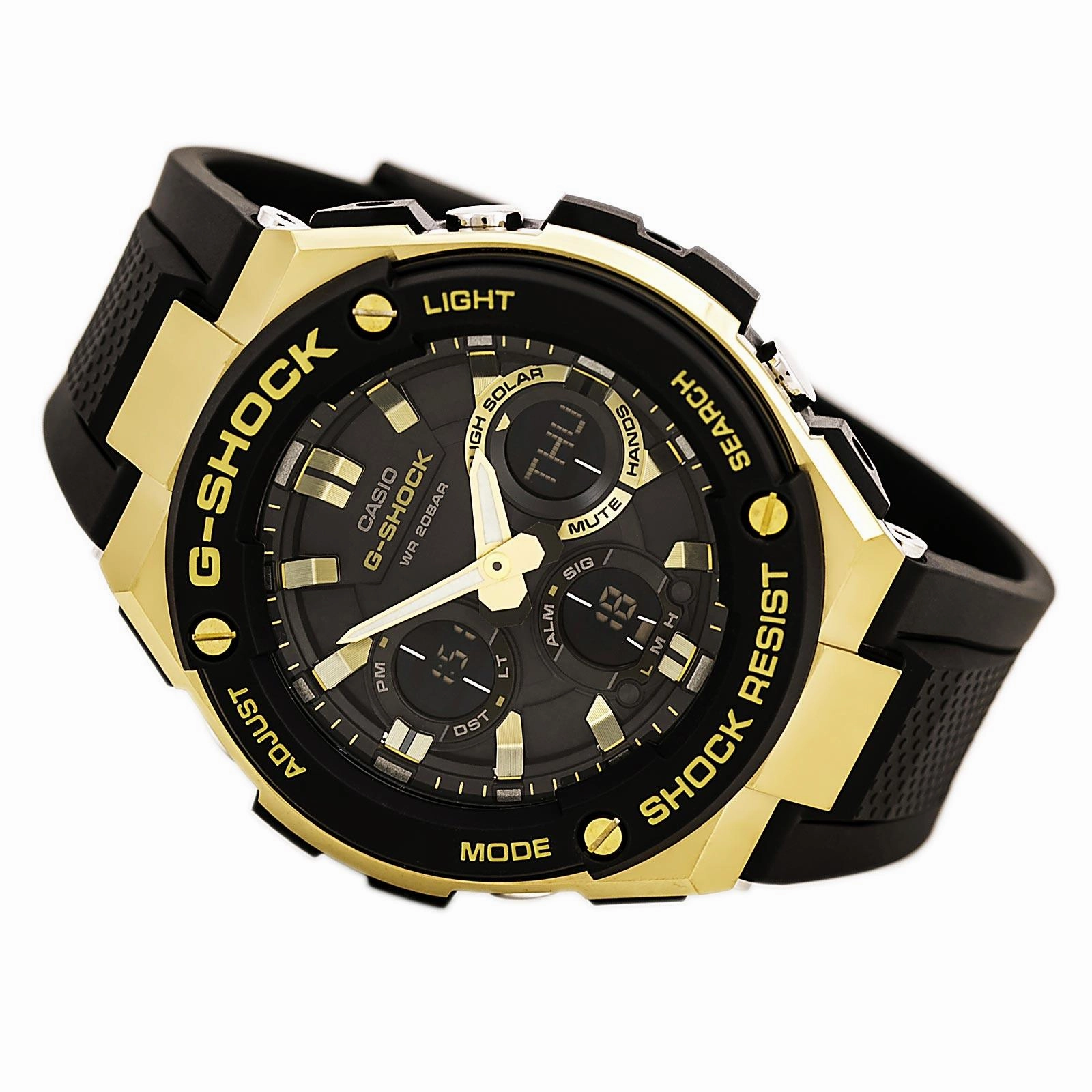 Casio Men's G-Shock Black Resin Strap World Time Ana-Digi Black Dial Quartz Dive Watch | GSTS100G-1A