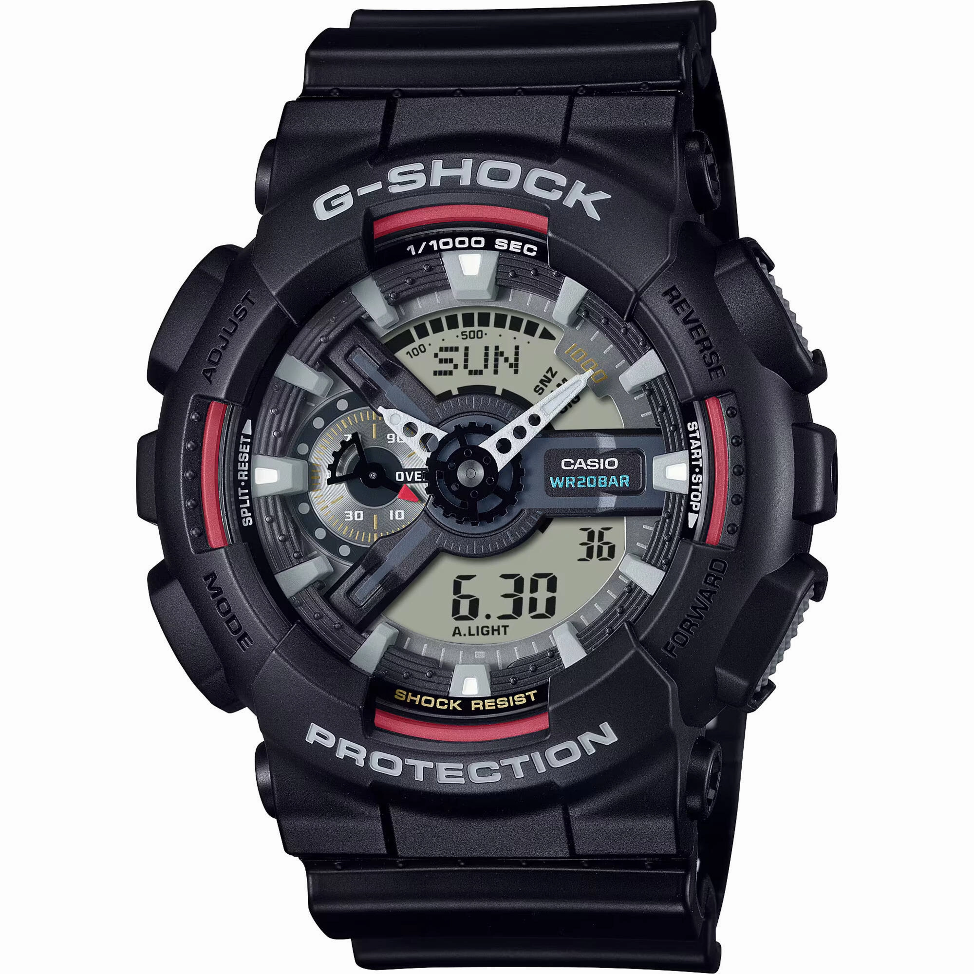 Casio Men's Watch - G-Shock World Time Black and Grey Ana-Digi Dial Strap | GA110RL-1A