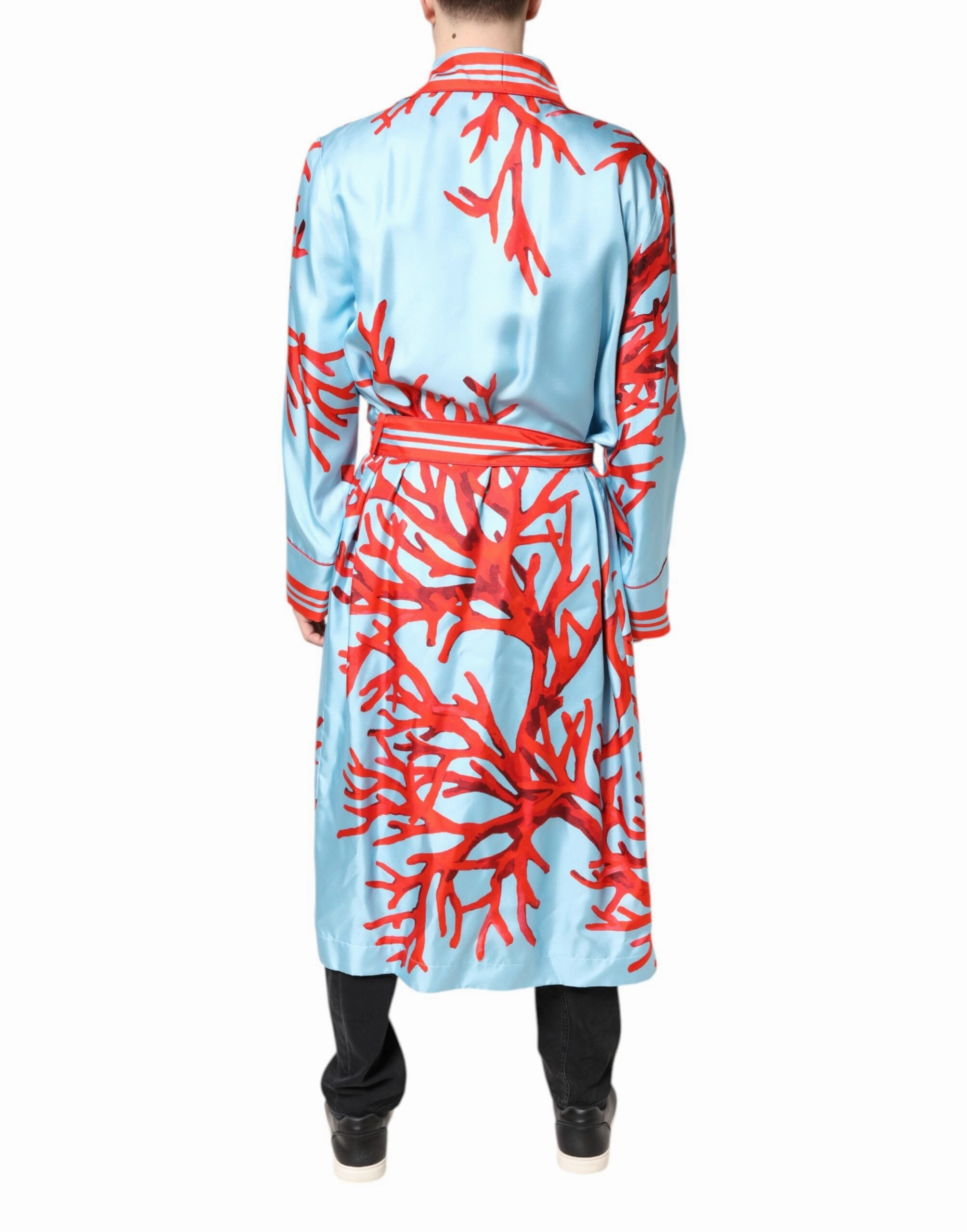 Dolce & Gabbana blue  Print Wrap Robe Coat Men's Jacket (Pre-Owned)