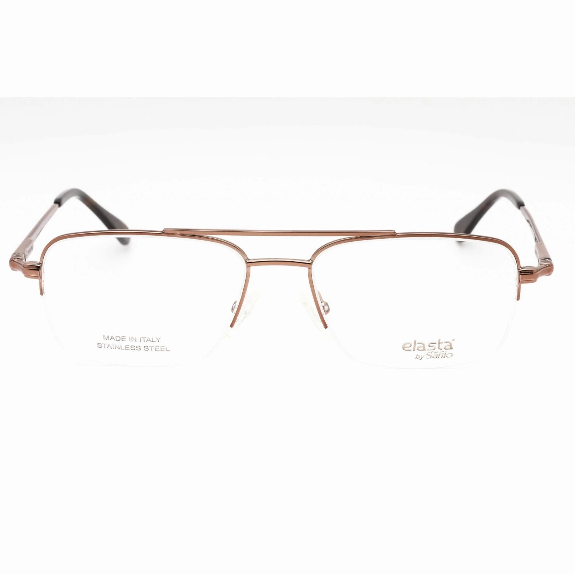 Elasta Men's Eyeglasses - Light Brown Metal Aviator Half Rim Frame | E 7251 0TUI 00