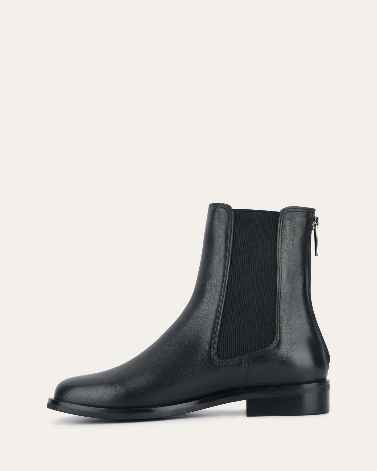 GABE FLAT ANKLE BOOTS BLACK LEATHER