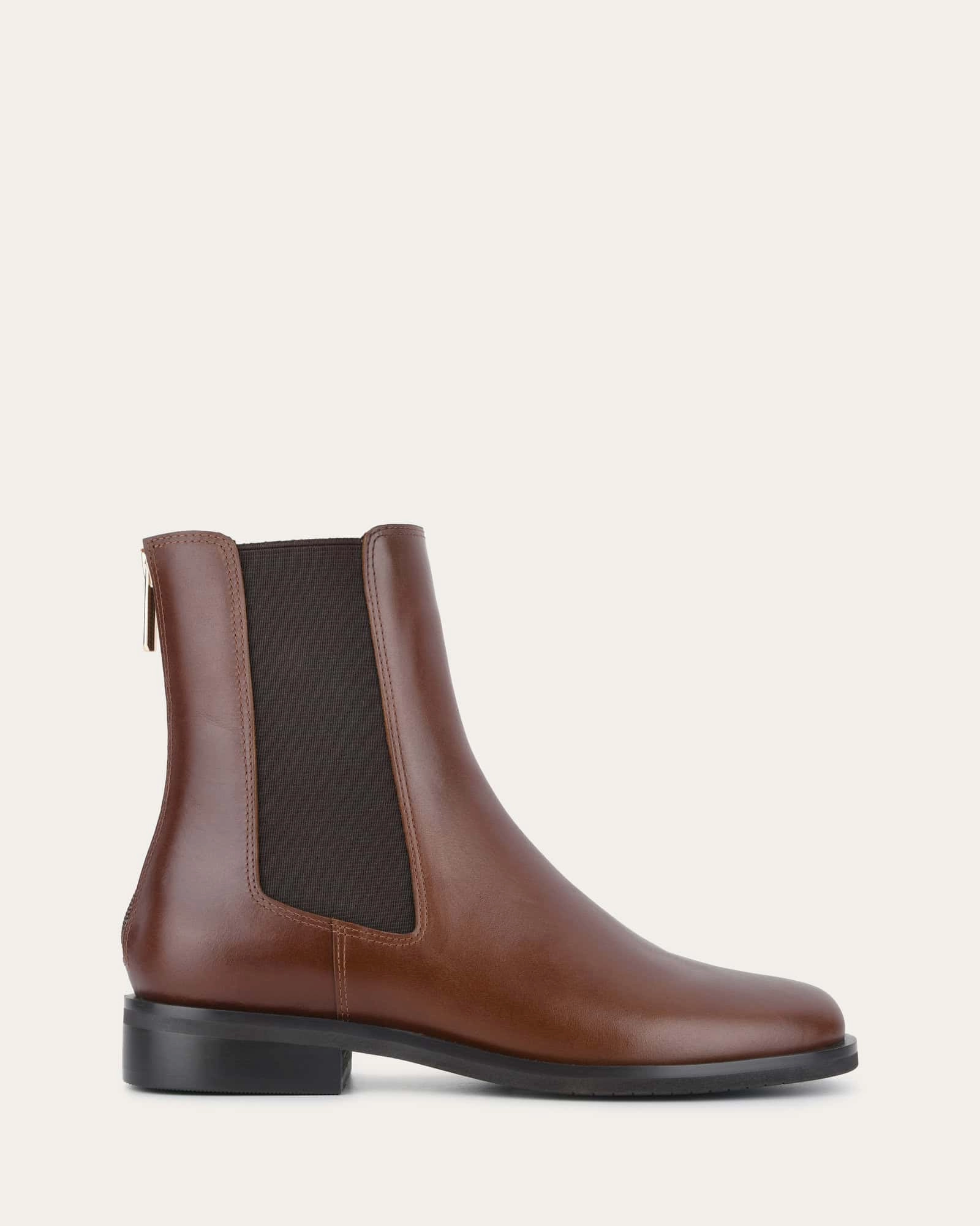 GABE FLAT ANKLE BOOTS DARK CHOCOLATE LEATHER