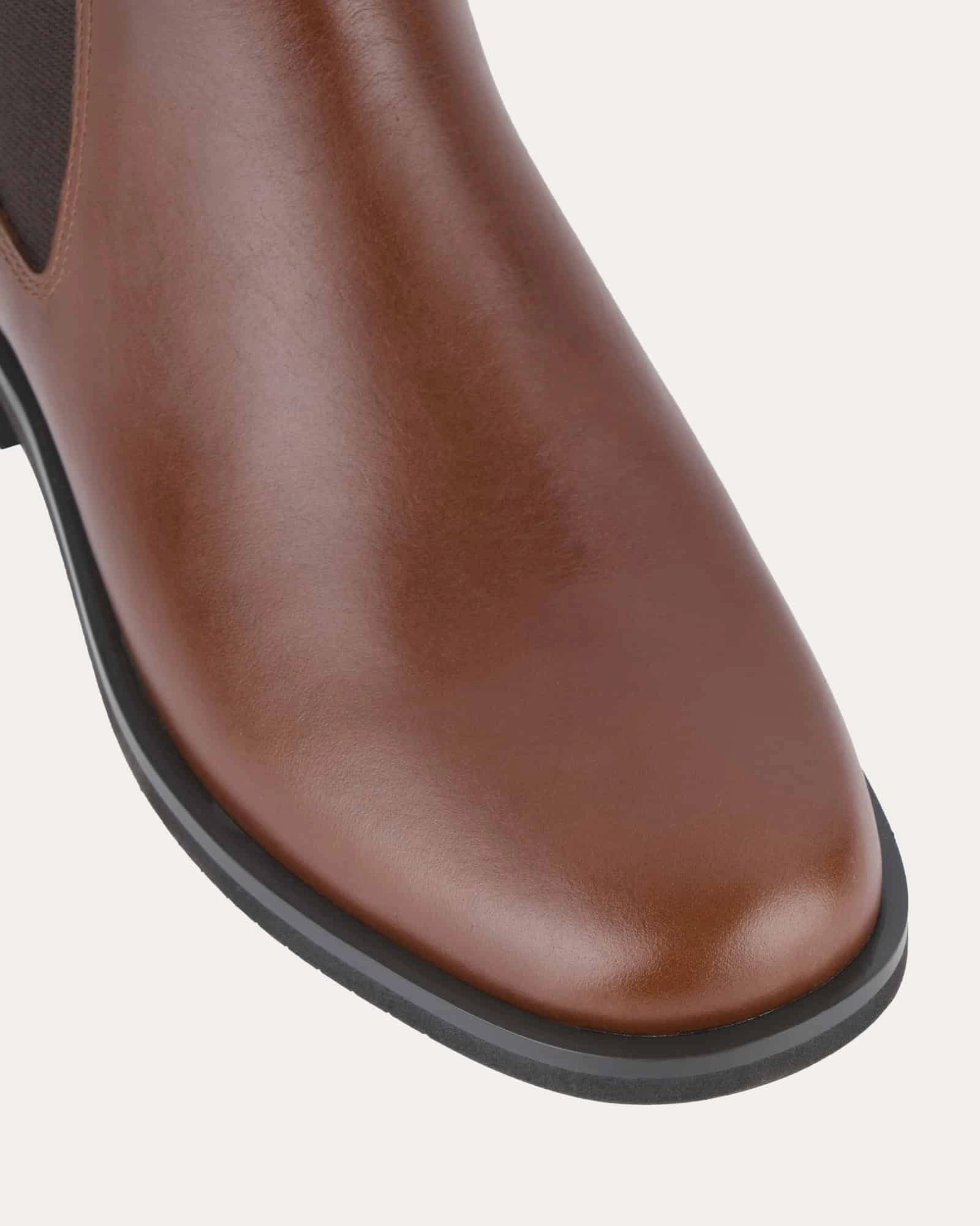GABE FLAT ANKLE BOOTS DARK CHOCOLATE LEATHER