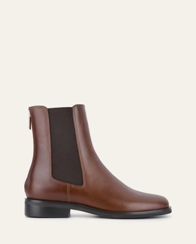 GABE FLAT ANKLE BOOTS DARK CHOCOLATE LEATHER