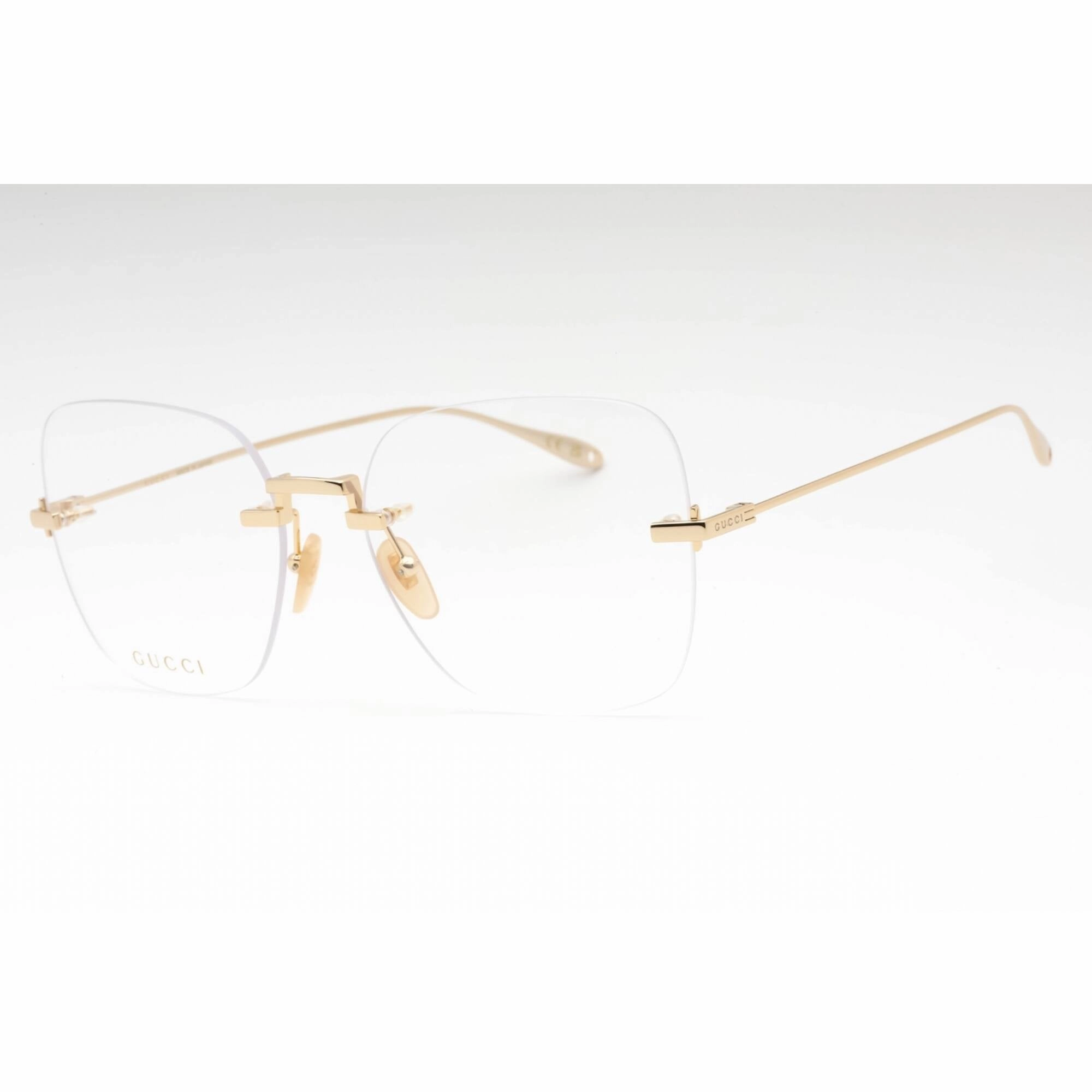 Gucci Women's Eyeglasses - Gold Metal Square Rimless Frame Clear Lens | GG1150O 002