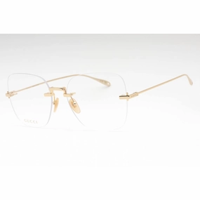Gucci Women's Eyeglasses - Gold Metal Square Rimless Frame Clear Lens | GG1150O 002