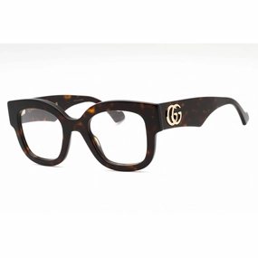 Gucci Women's Eyeglasses - Havana Plastic Square Shape Full Rim Frame | GG1423O 002