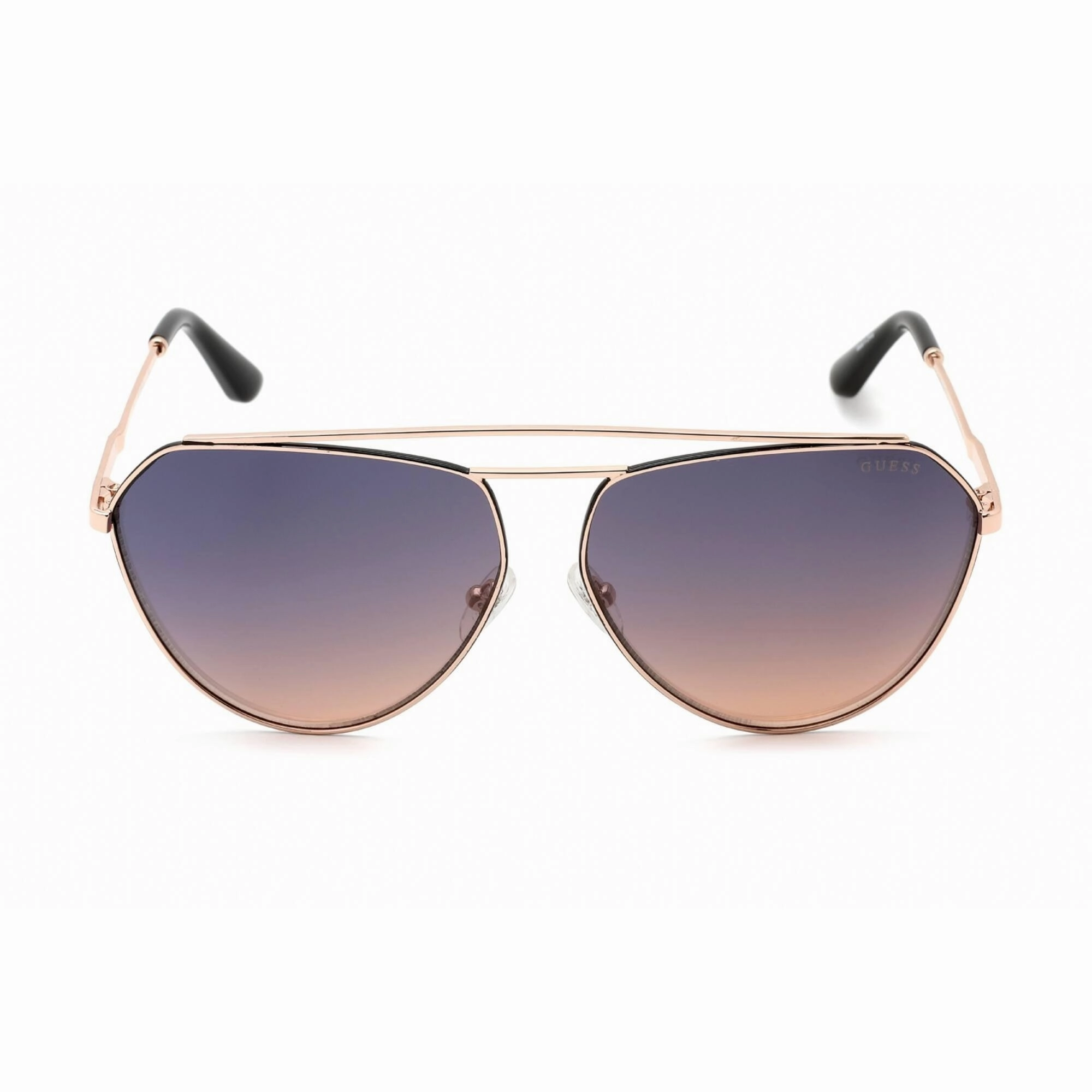 Guess Women's Sunglasses - Full Rim Shiny Rose Gold Metal Aviator Shape | GU7783 28Z