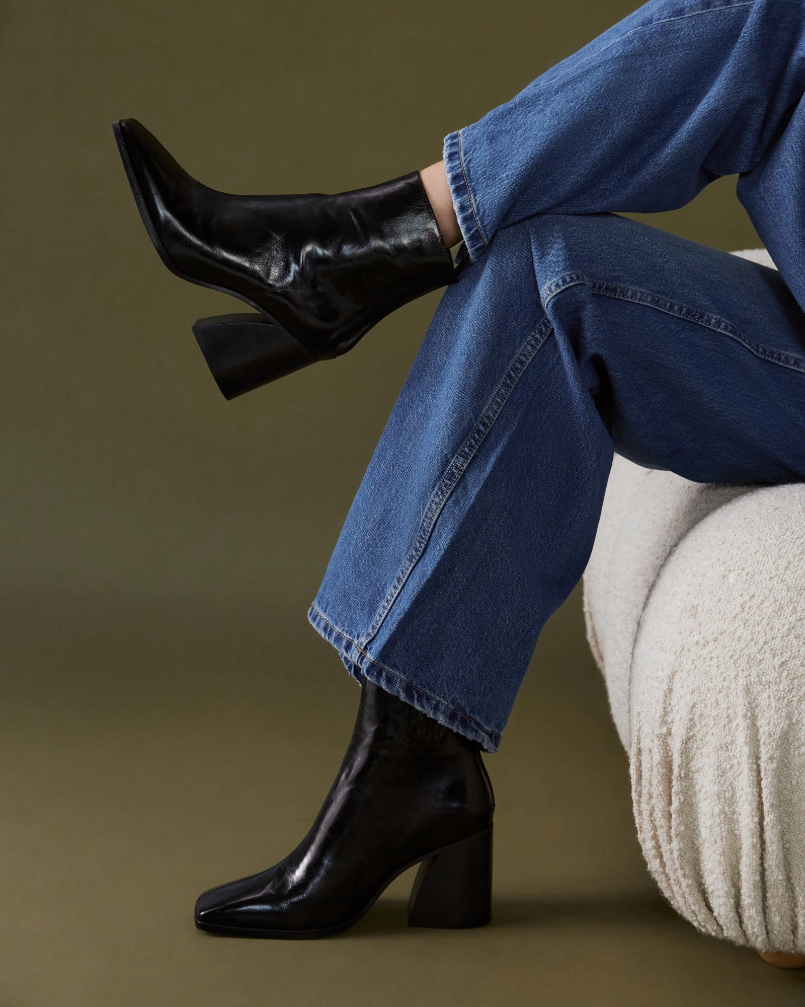 HATTIE HIGH ANKLE BOOTS BLACK LEATHER