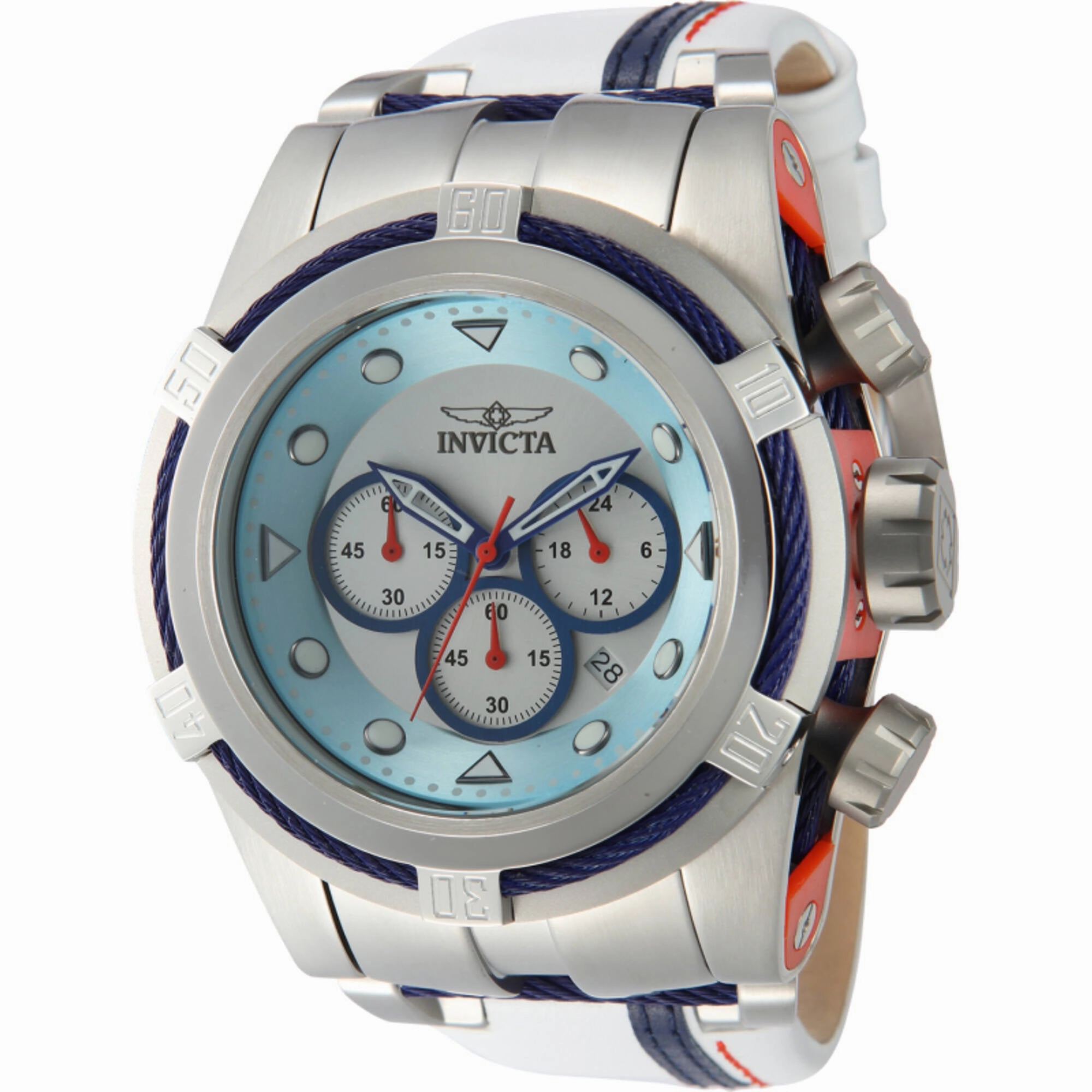 Invicta Men's Watch - Bolt Zeus Light Blue and Silver Tone Dial Leather Strap | 43788