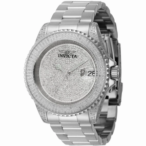 Invicta Men's Watch - Pro Diver Automatic Diamond Pave Rhodium Dial Bracelet | 35663