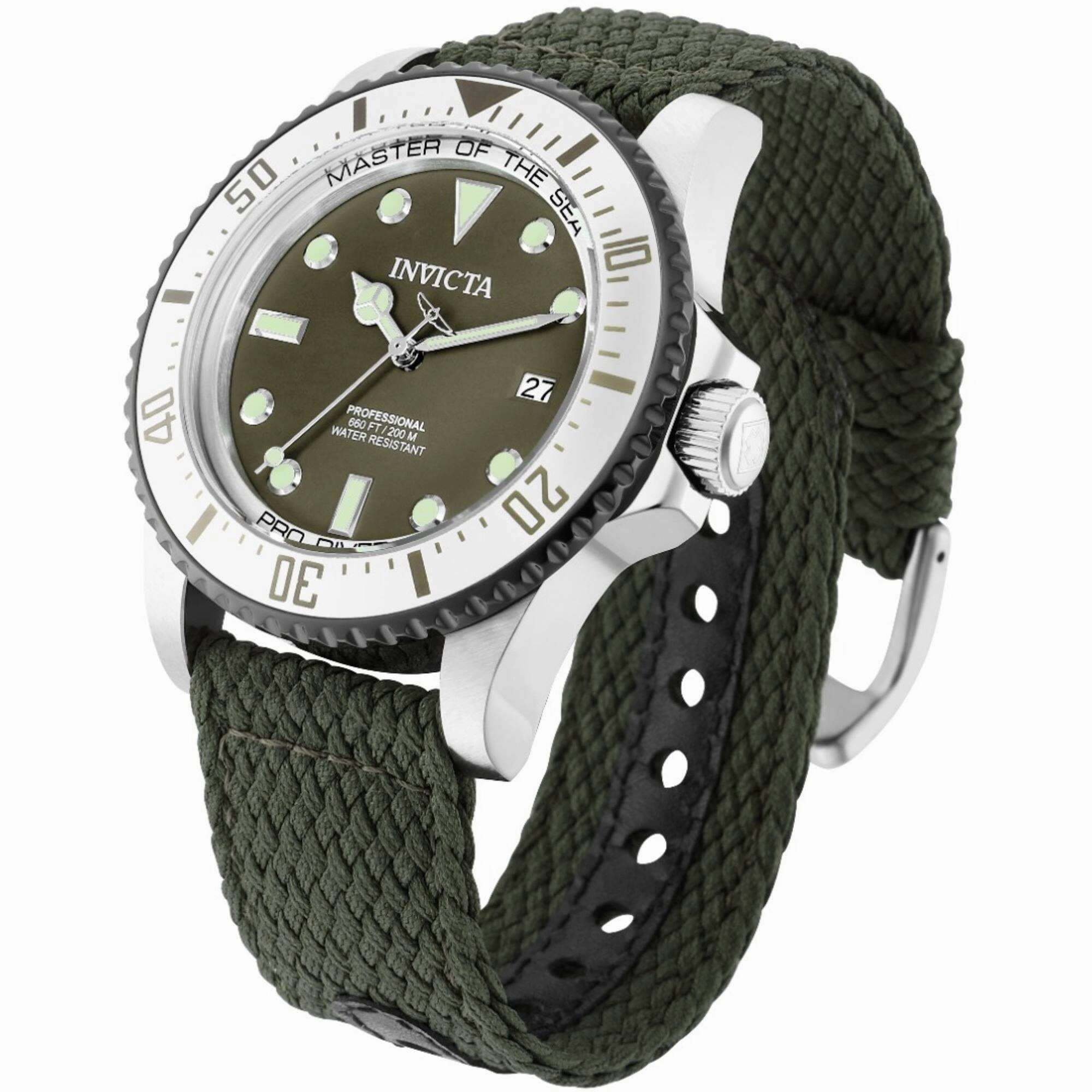 Invicta Men's Watch - Pro Diver Automatic Green Dial Polyester Strap Date | 35422