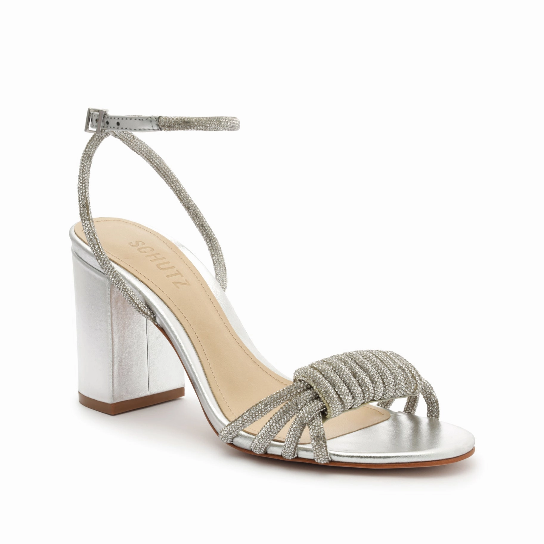 Jewell Block Metallic Nappa Leather Sandal