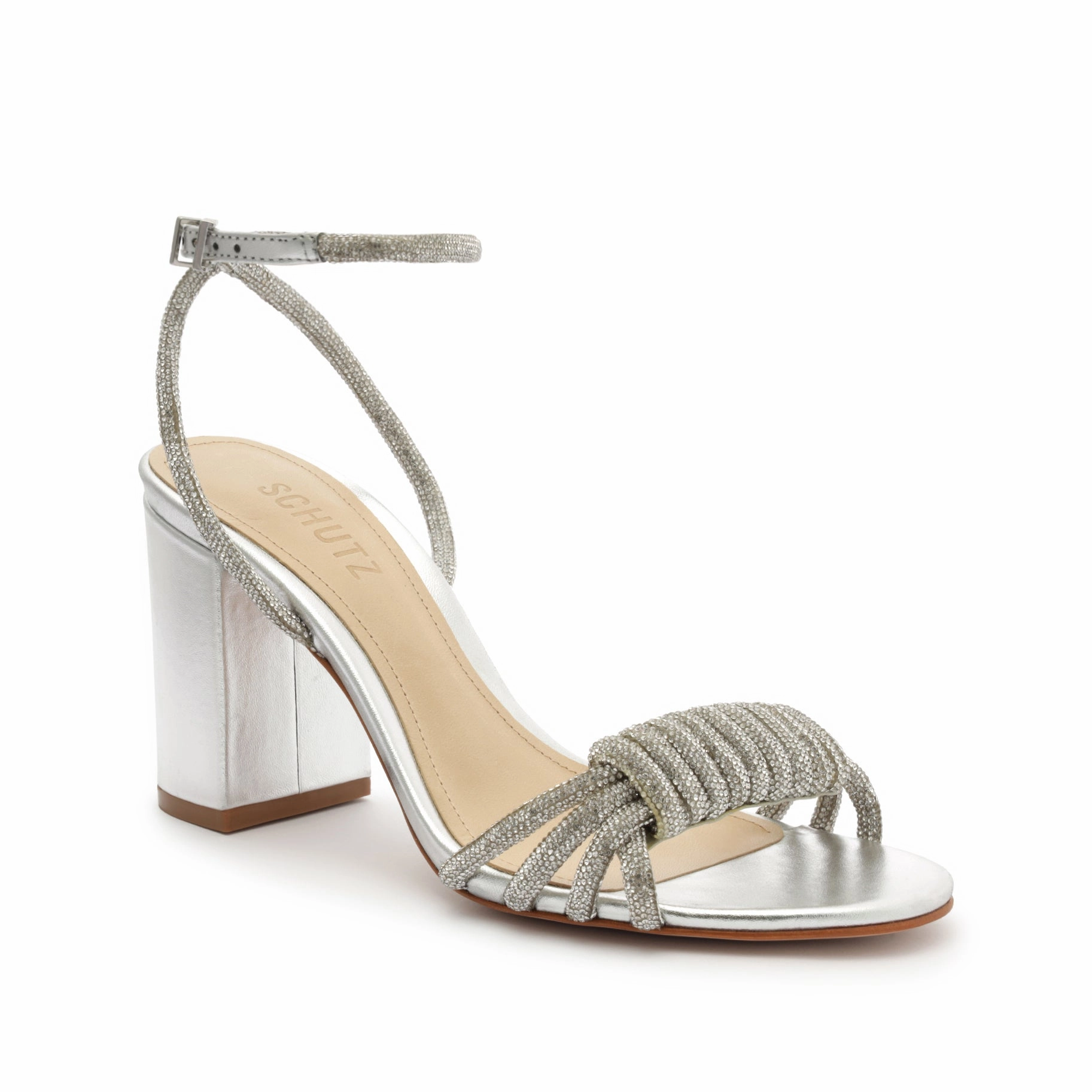 Jewell Block Metallic Nappa Leather Sandal