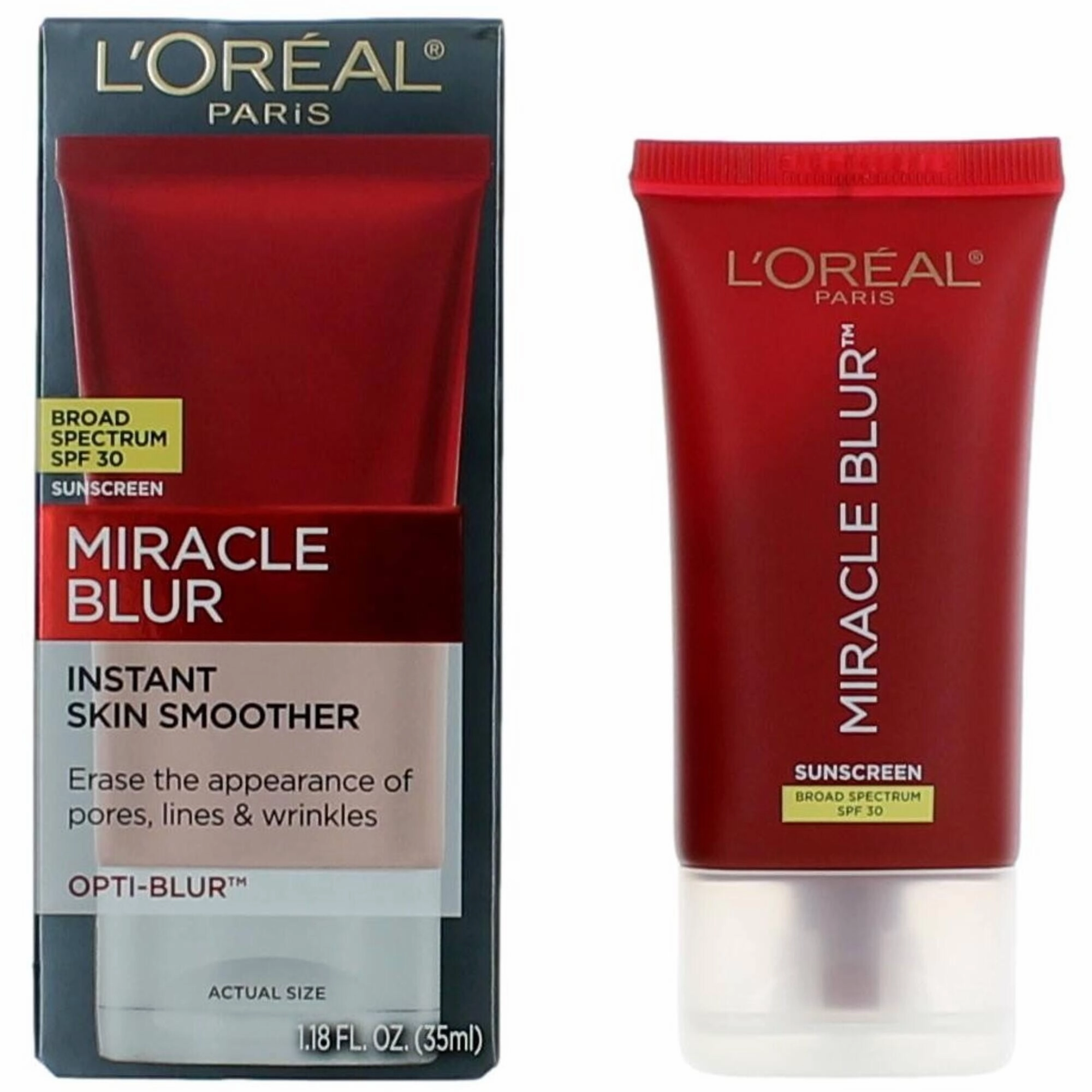 L'Oreal Women's Instant Skin Smoother - Miracle Blur Broad Spectrum SPF 30, 1.18 oz