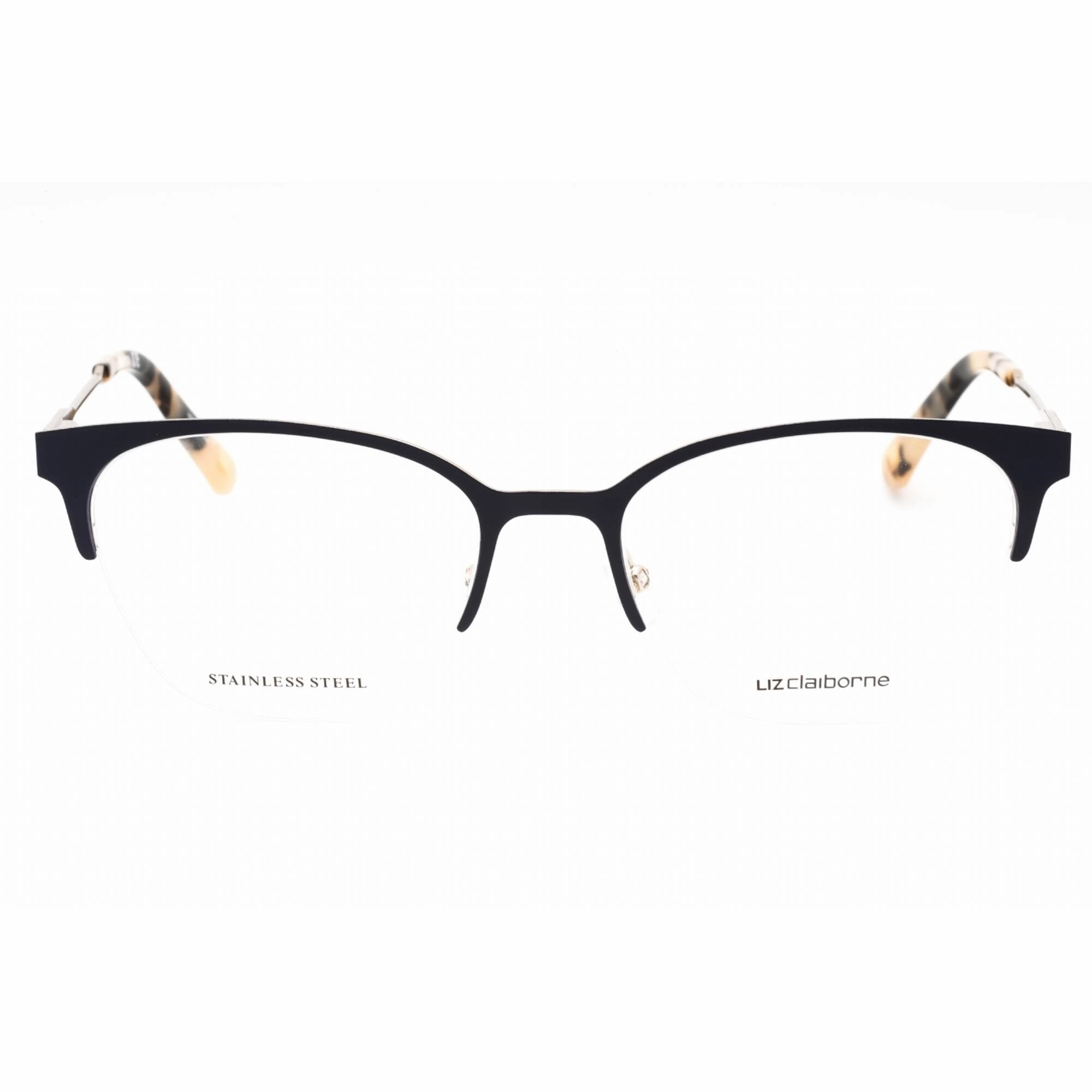 Liz Claiborne Women's Eyeglasses - Blue Gold Oval Half Rim Metal Frame | L 658 0KY2 00