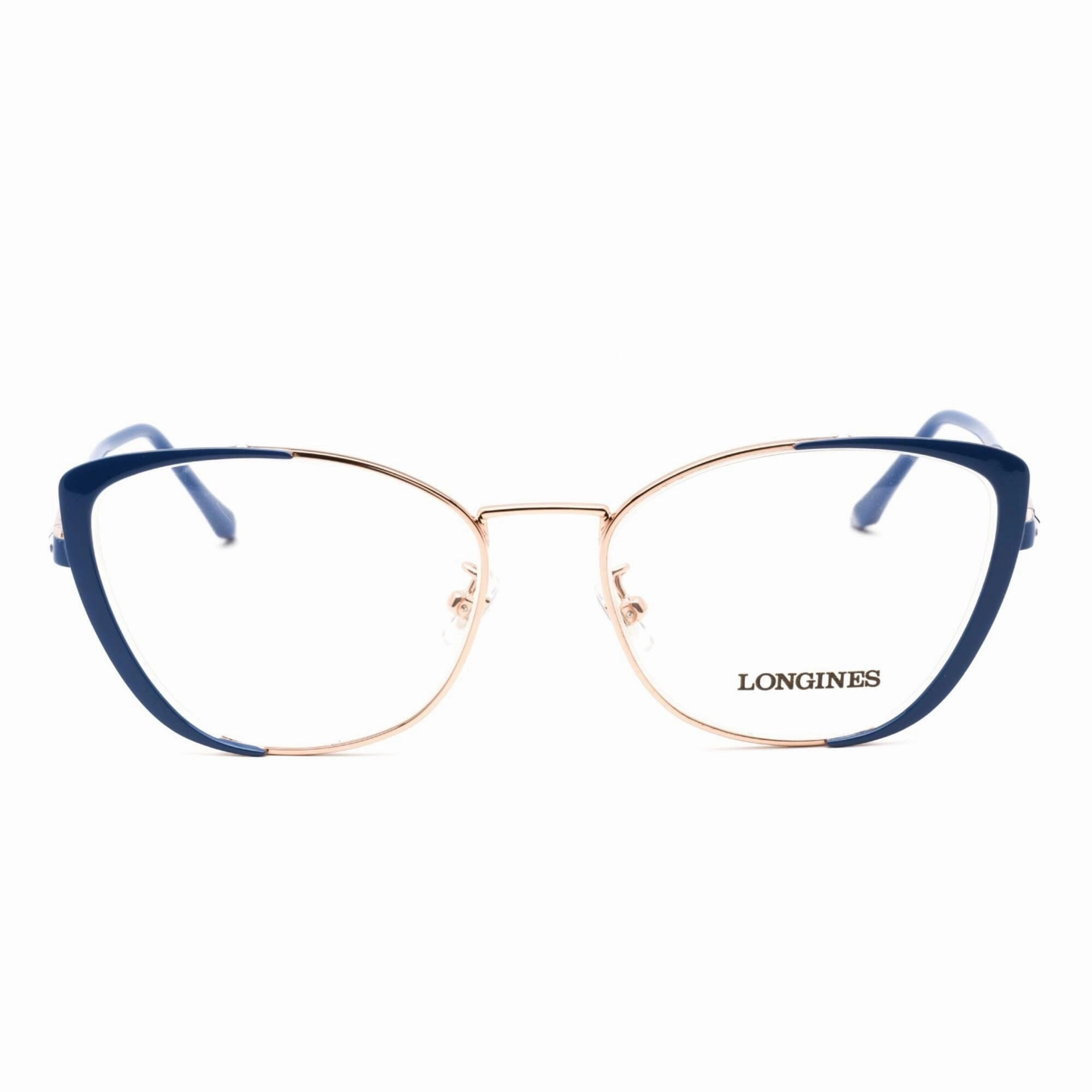 Longines Women's Eyeglasses - Blue Gold Cat Eye Full Rim Frame Clear | LG5011-H 090