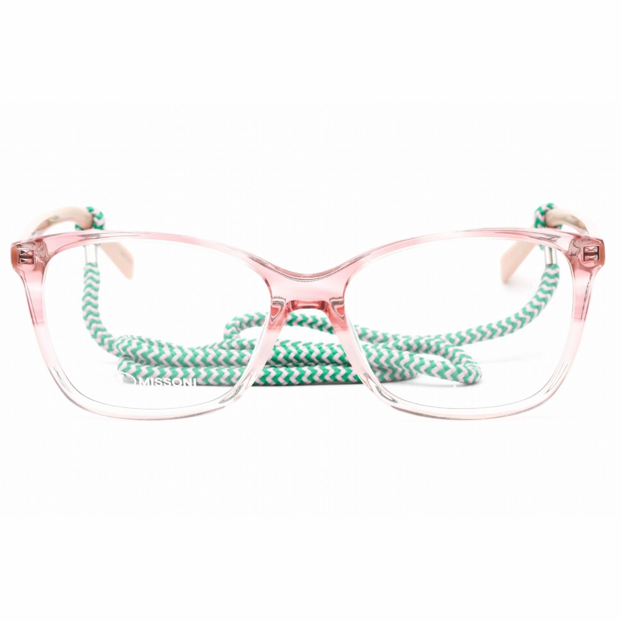 M Missoni Women's Eyeglasses - Pink Horn Rectangular Plastic Frame | MMI 0010 0JLG 00