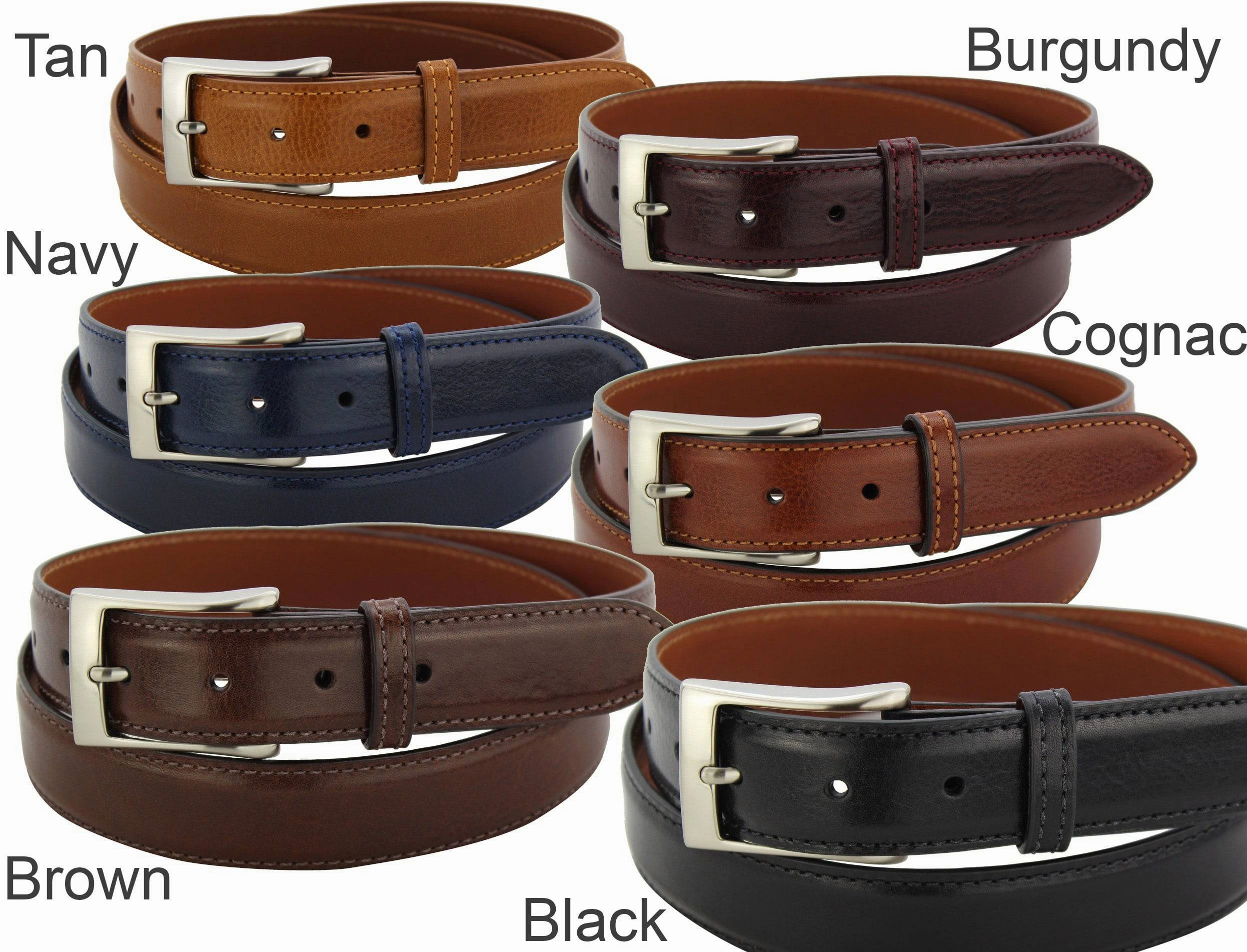 Men's Navy Blue Italian Calf Leather Designer Full Grain Leather Belt **Made To Order Allow 5 To 6 Weeks To Ship