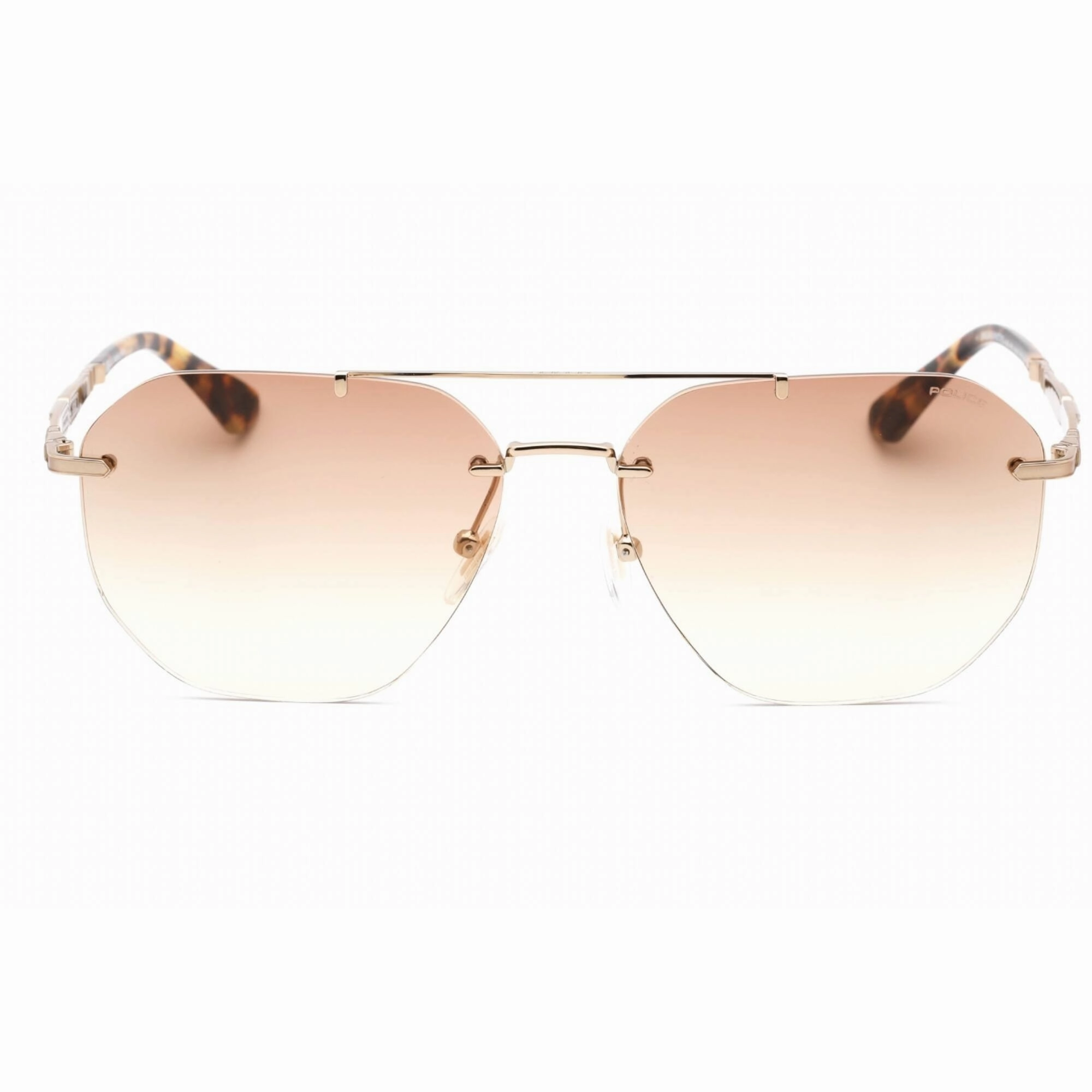 Police Men's Sunglasses - Shiny Camel with Colored Parts Metal Frame | SPLF68M 08M6