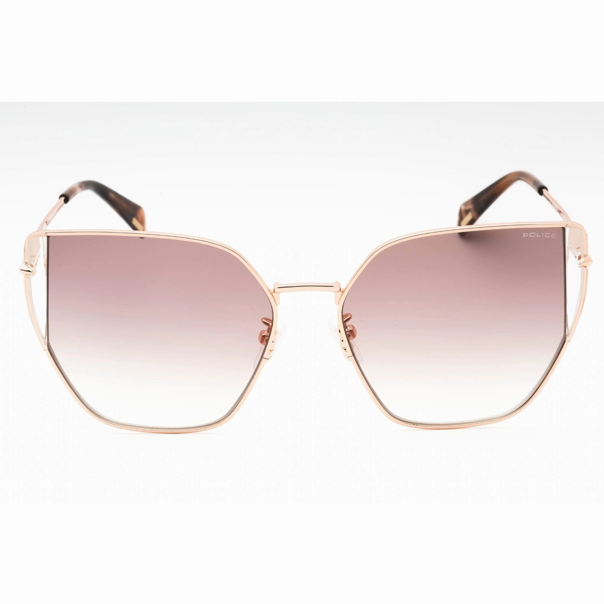 Police Women's Sunglasses - Shiny Copper Gold Metal Butterfly Frame | SPLL38M 08FC