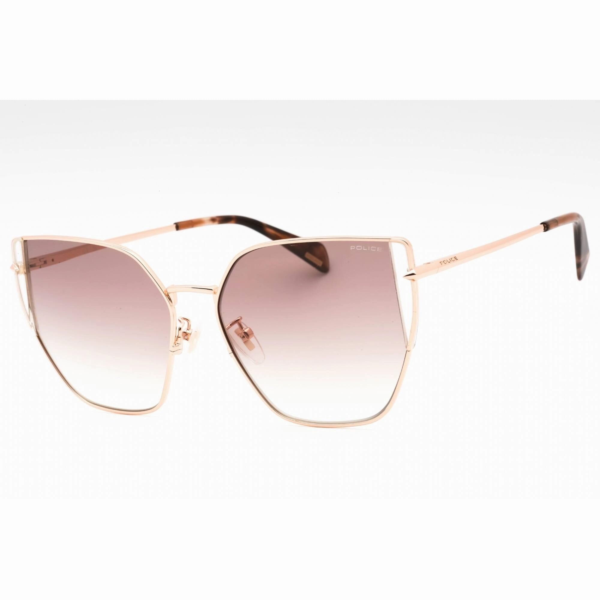 Police Women's Sunglasses - Shiny Copper Gold Metal Butterfly Frame | SPLL38M 08FC