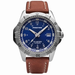 ProTek Men's Watch - Dive Rotating Bezel Automatic Blue Dial Brown Strap | 2203