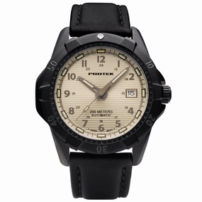 ProTek Men's Watch - Dive Rotating Bezel Automatic Cream Dial Leather Strap | 2217