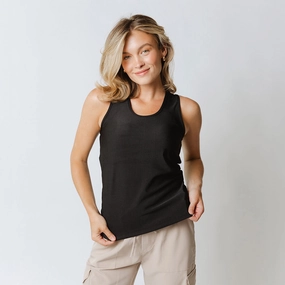 Ribbed Scoop Tank, Black
