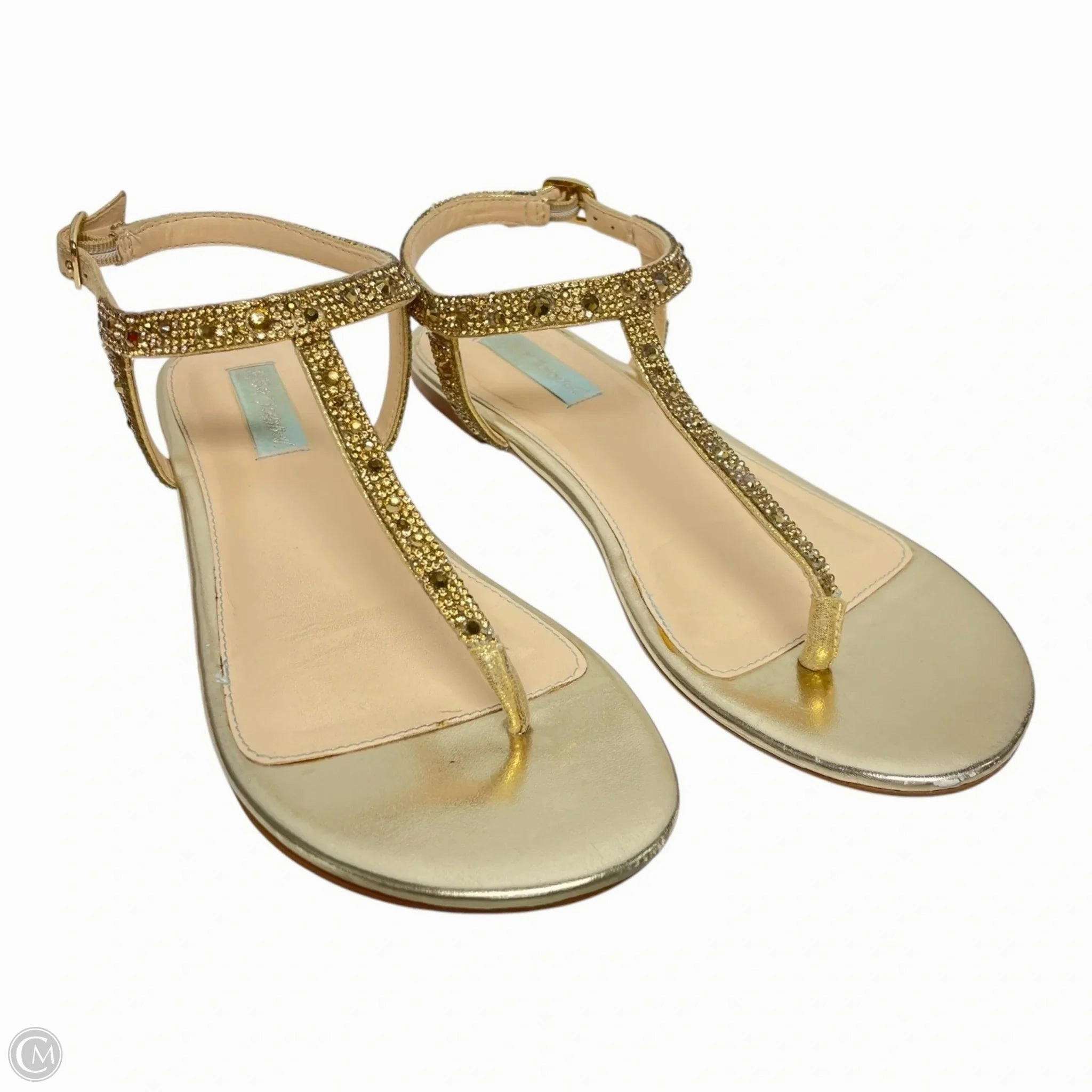 Sandals Flats By Betsey Johnson In Gold, Size: 8