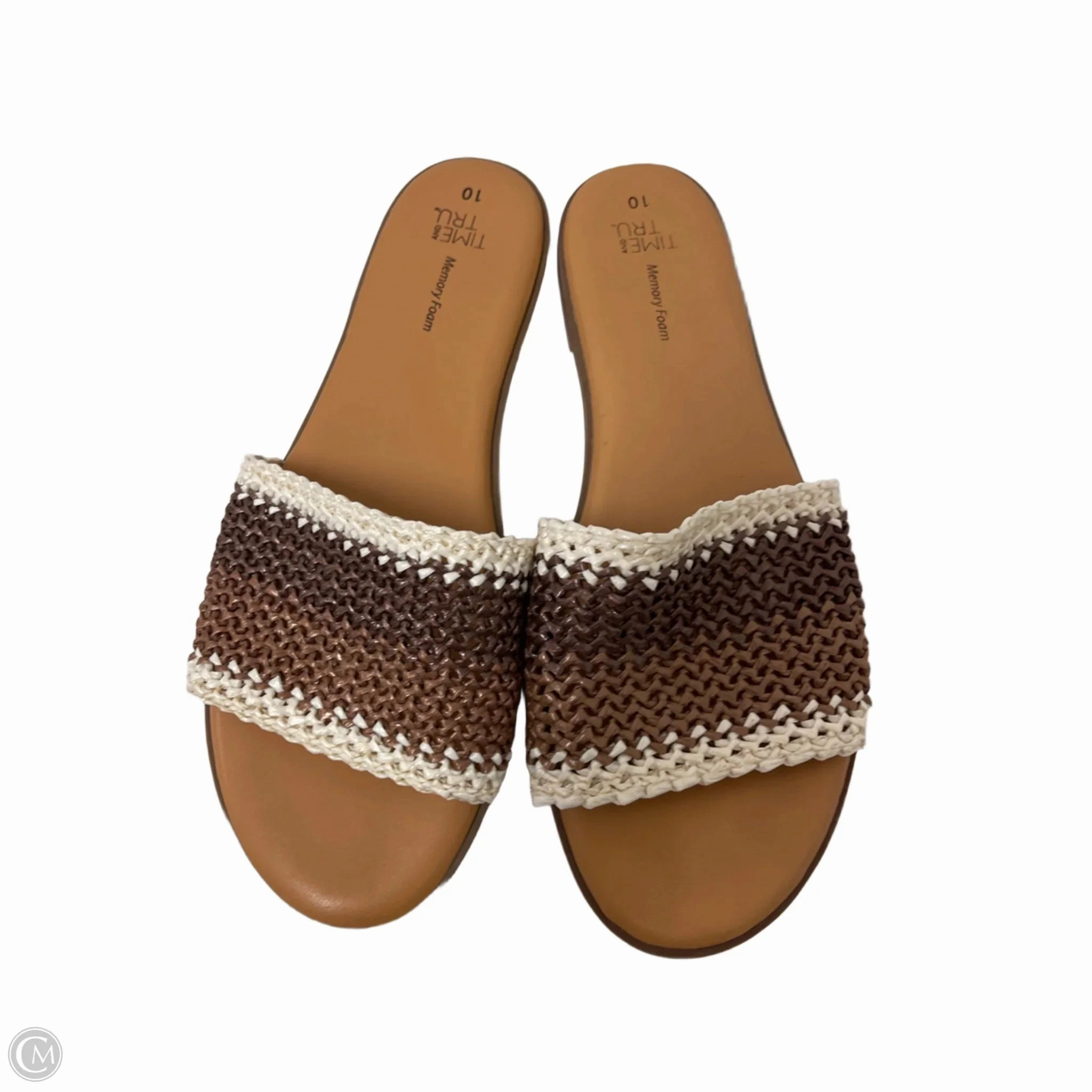 Sandals Flats By Time And Tru In Brown, Size: 10