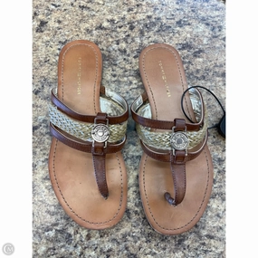 Sandals Flats By Tommy Hilfiger In Brown & Gold, Size: 7