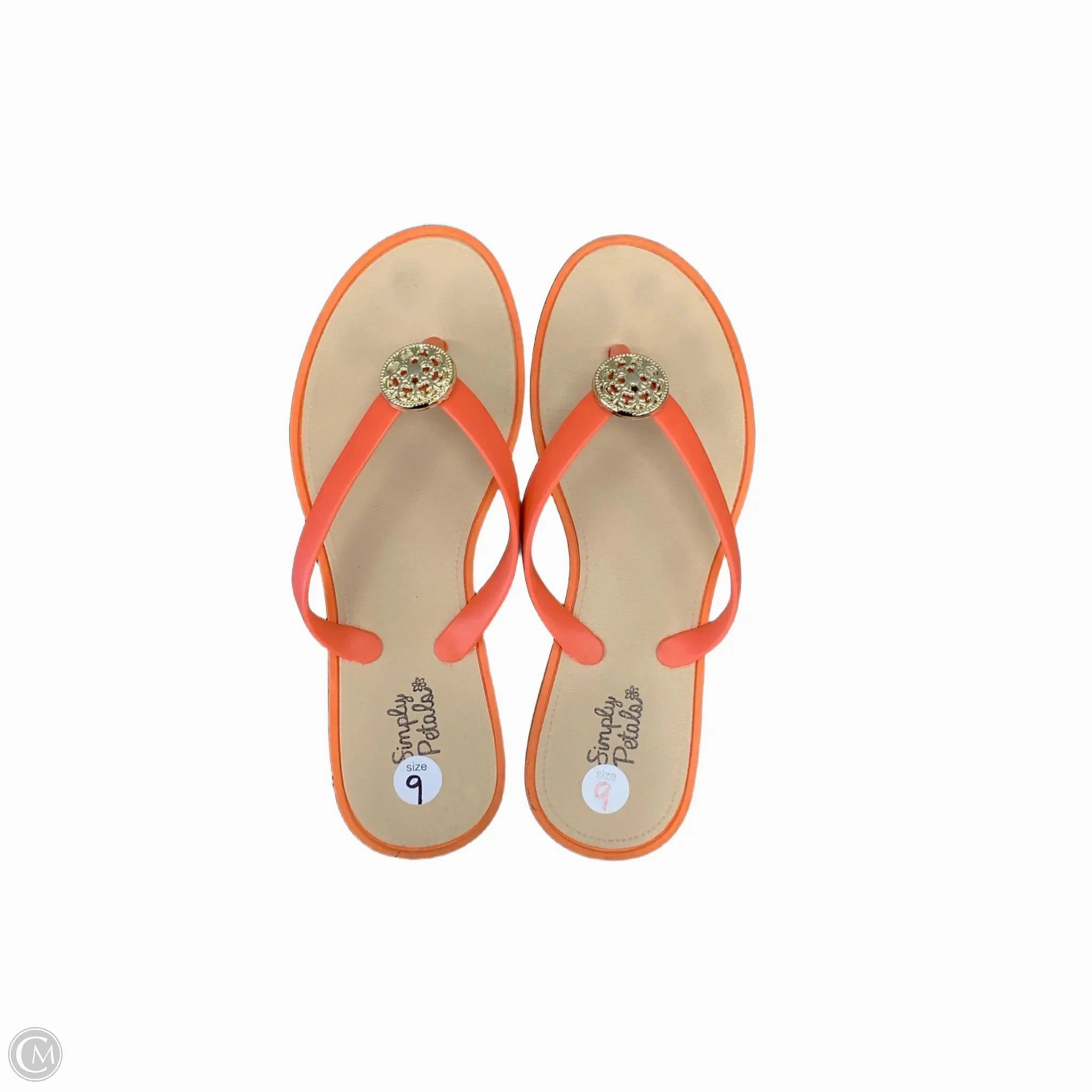 Sandals Flip Flops By Clothes Mentor In Orange & Tan, Size: 9