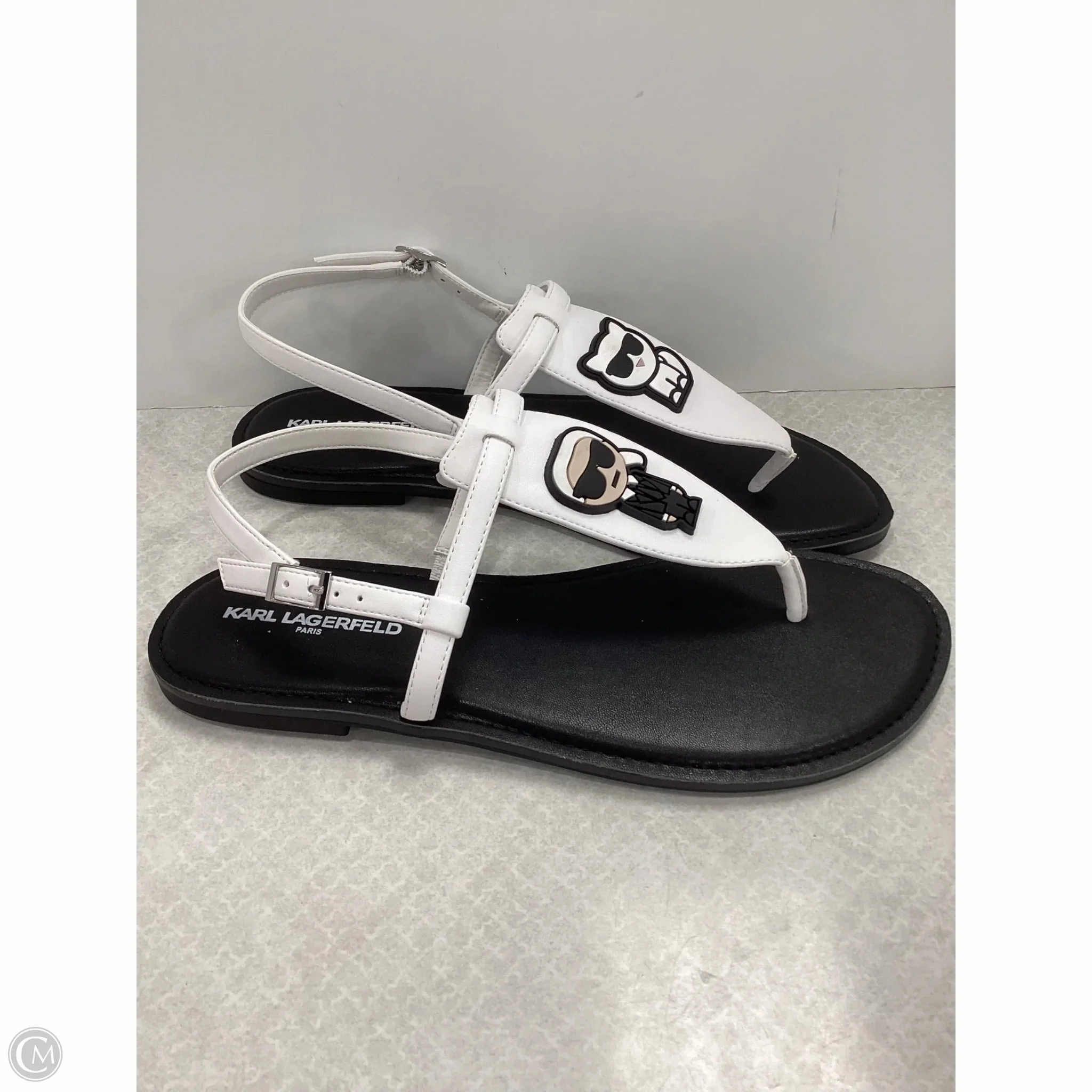 Sandals Flip Flops By Karl Lagerfeld In White, Size: 10