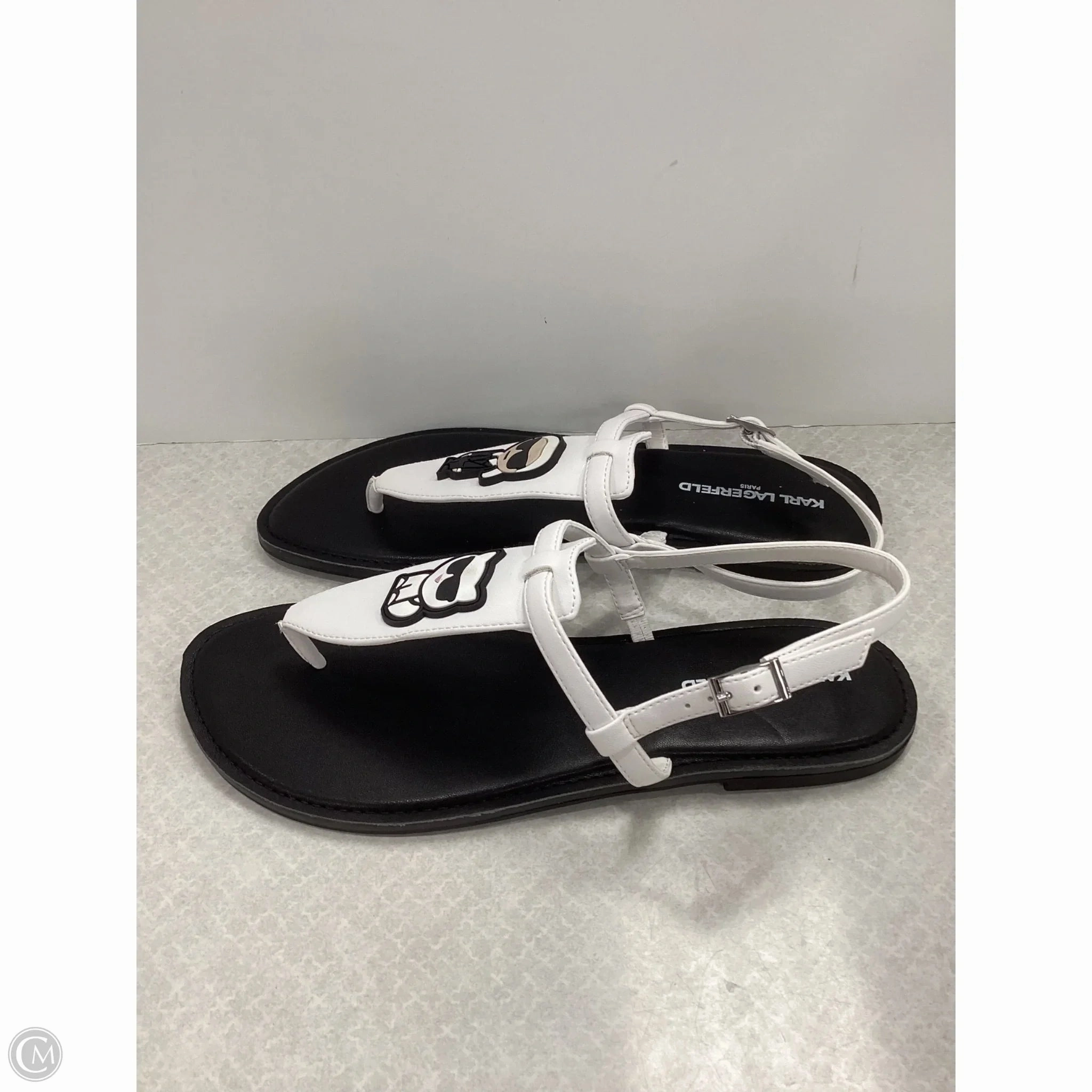 Sandals Flip Flops By Karl Lagerfeld In White, Size: 10