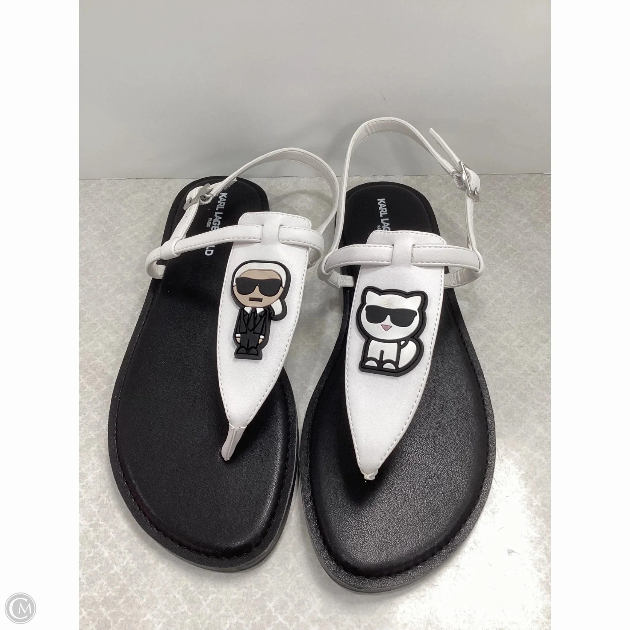 Sandals Flip Flops By Karl Lagerfeld In White, Size: 10