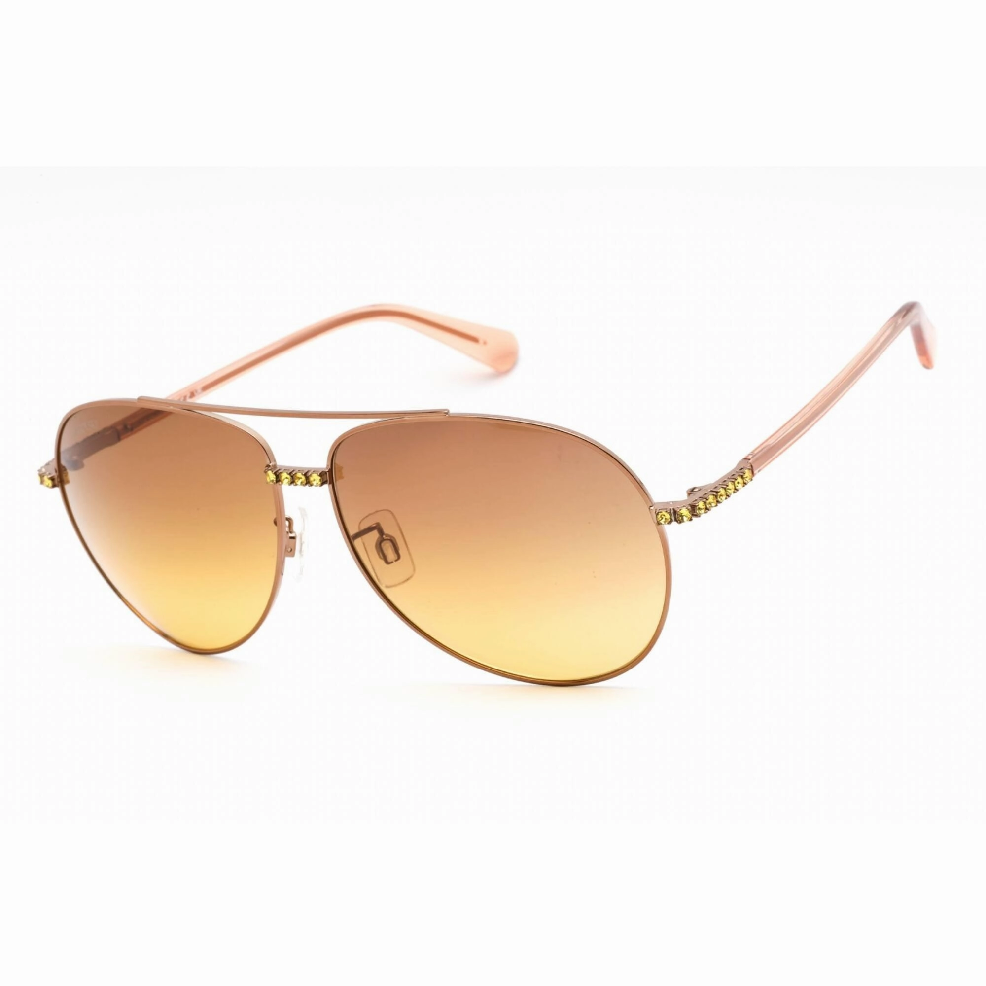 Swarovski Women's Sunglasses - Full Rim Shiny Rose Gold Metal Aviator | SK0343-H 36F