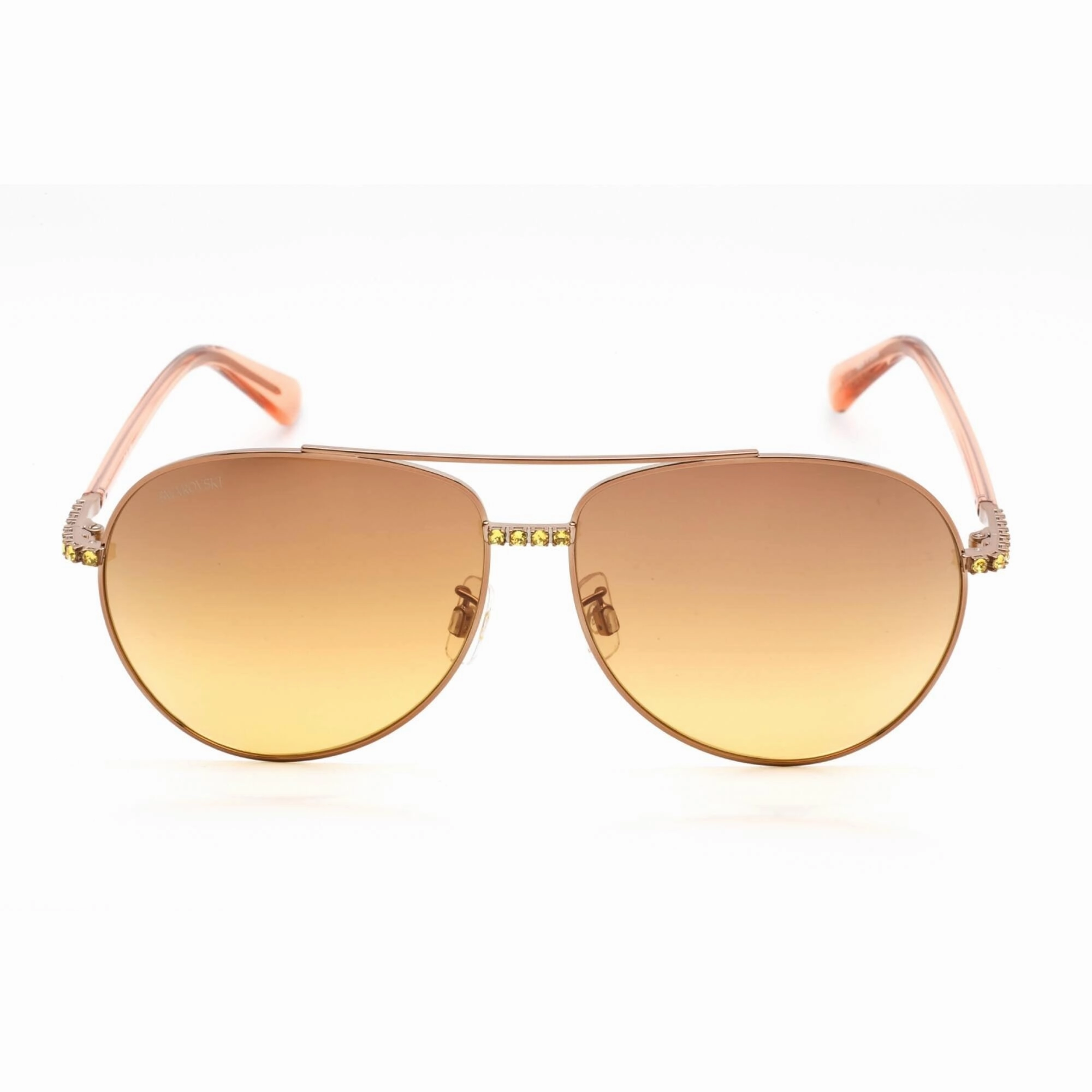 Swarovski Women's Sunglasses - Full Rim Shiny Rose Gold Metal Aviator | SK0343-H 36F