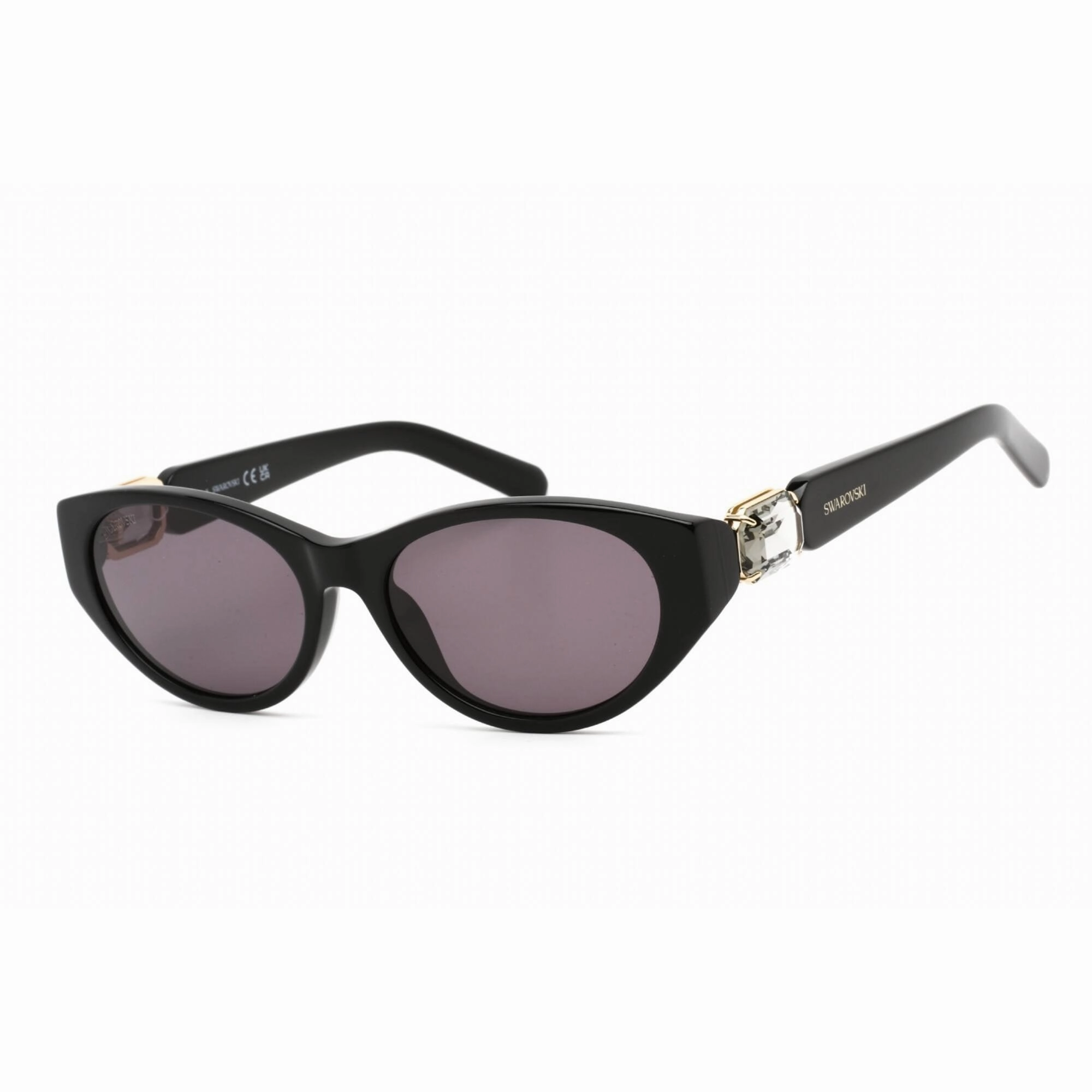 Swarovski Women's Sunglasses - Shiny Black Plastic Cat Eye Shape Frame | SK0350 01A