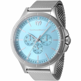 Technomarine Men's Watch - MoonSun Quartz Light Blue Dial Mesh Bracelet | TM-822020