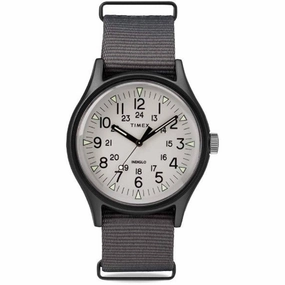 Timex Men's Watch - MK1 Quartz Black Aluminum Case Grey Dial Nylon Strap | TW2T10500