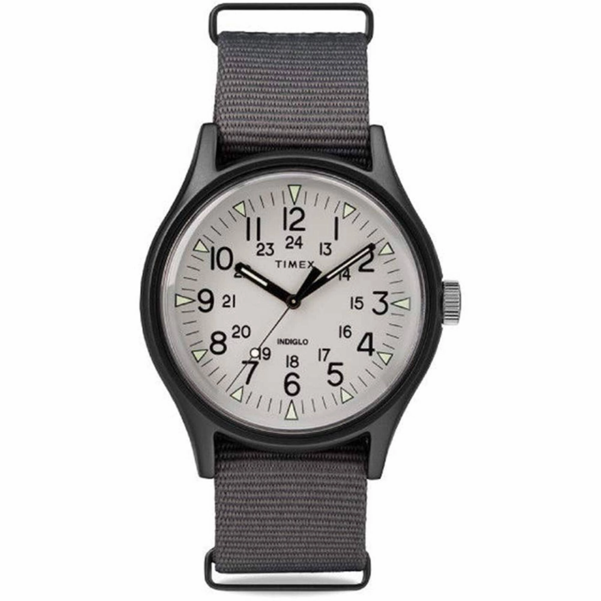 Timex Men's Watch - MK1 Quartz Black Aluminum Case Grey Dial Nylon Strap | TW2T10500